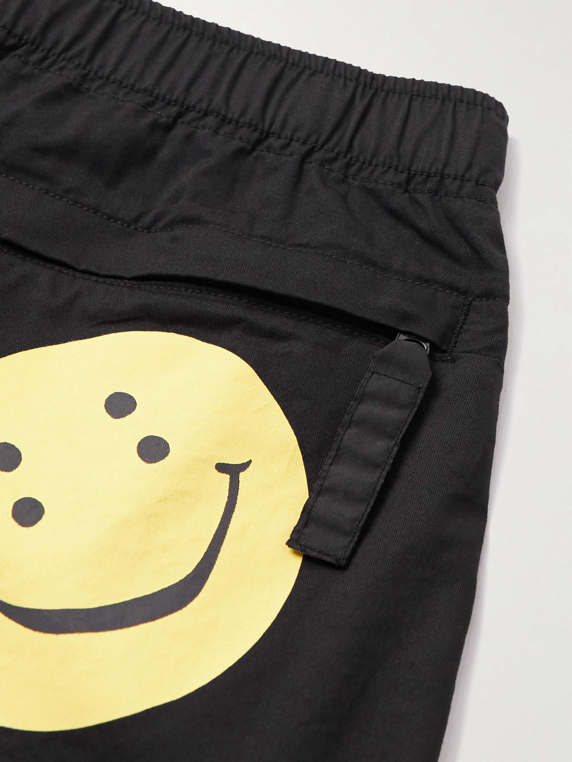 KAPITAL Wide-Leg Belted Logo-Print Cotton-Twill Bermuda Shorts