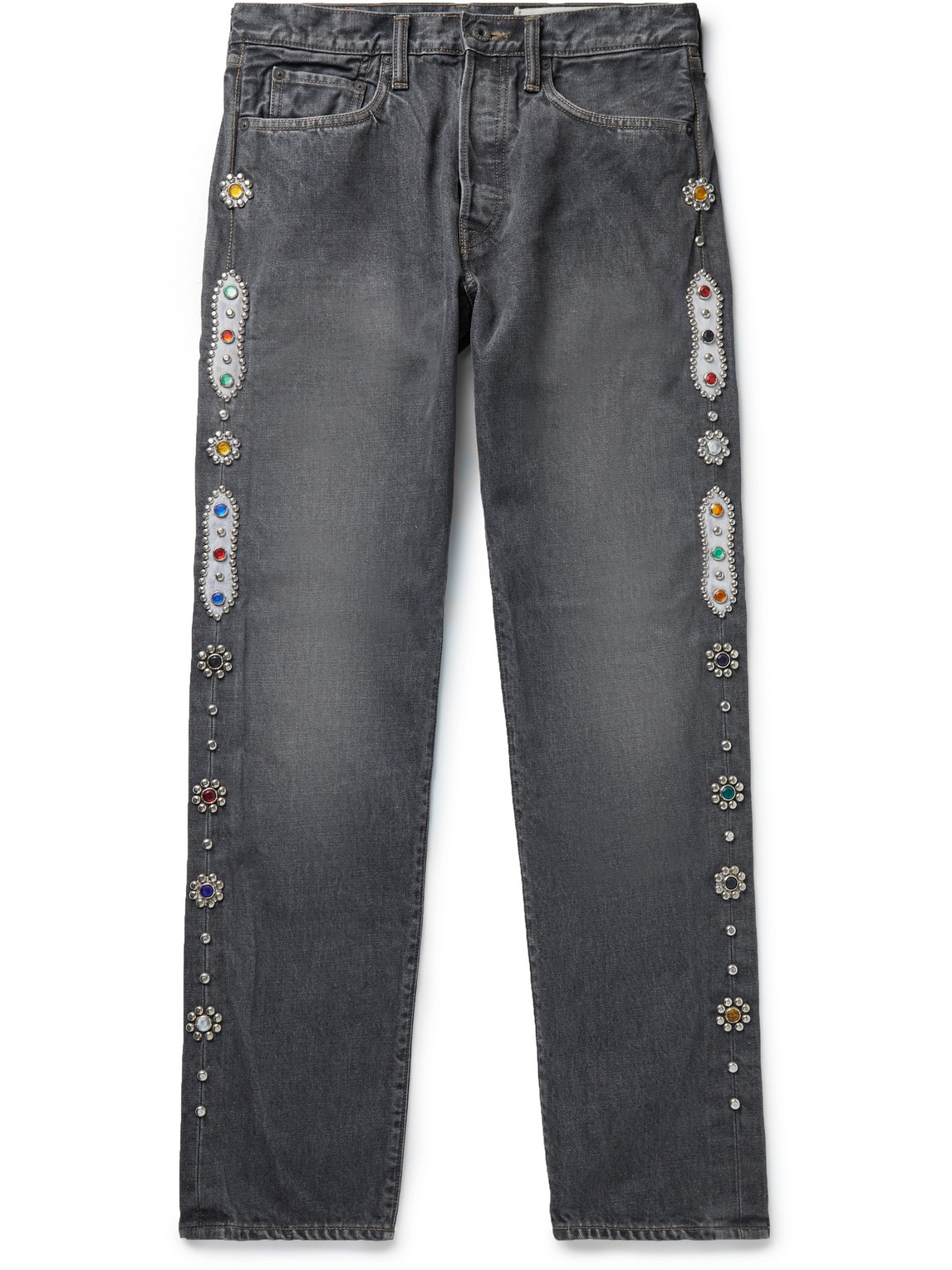 Kapital Straight-leg Embellished Jeans In Black