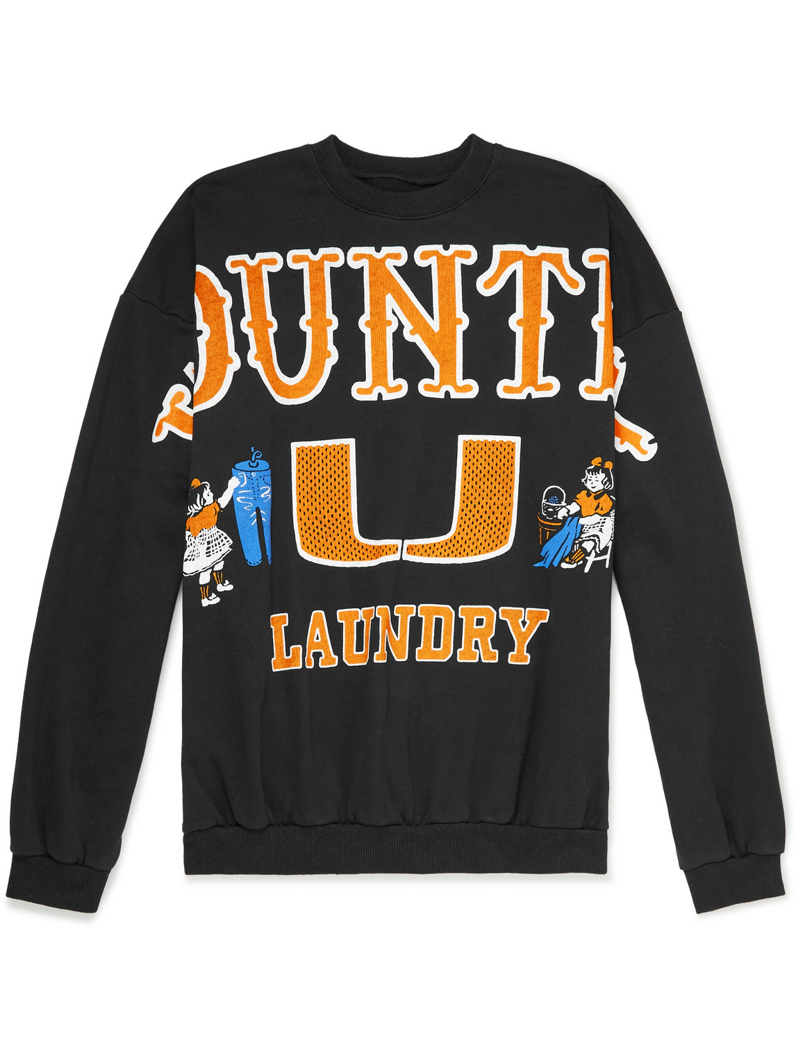 Kapital Big Kountry Printed Cotton-jersey Sweatshirt In Black