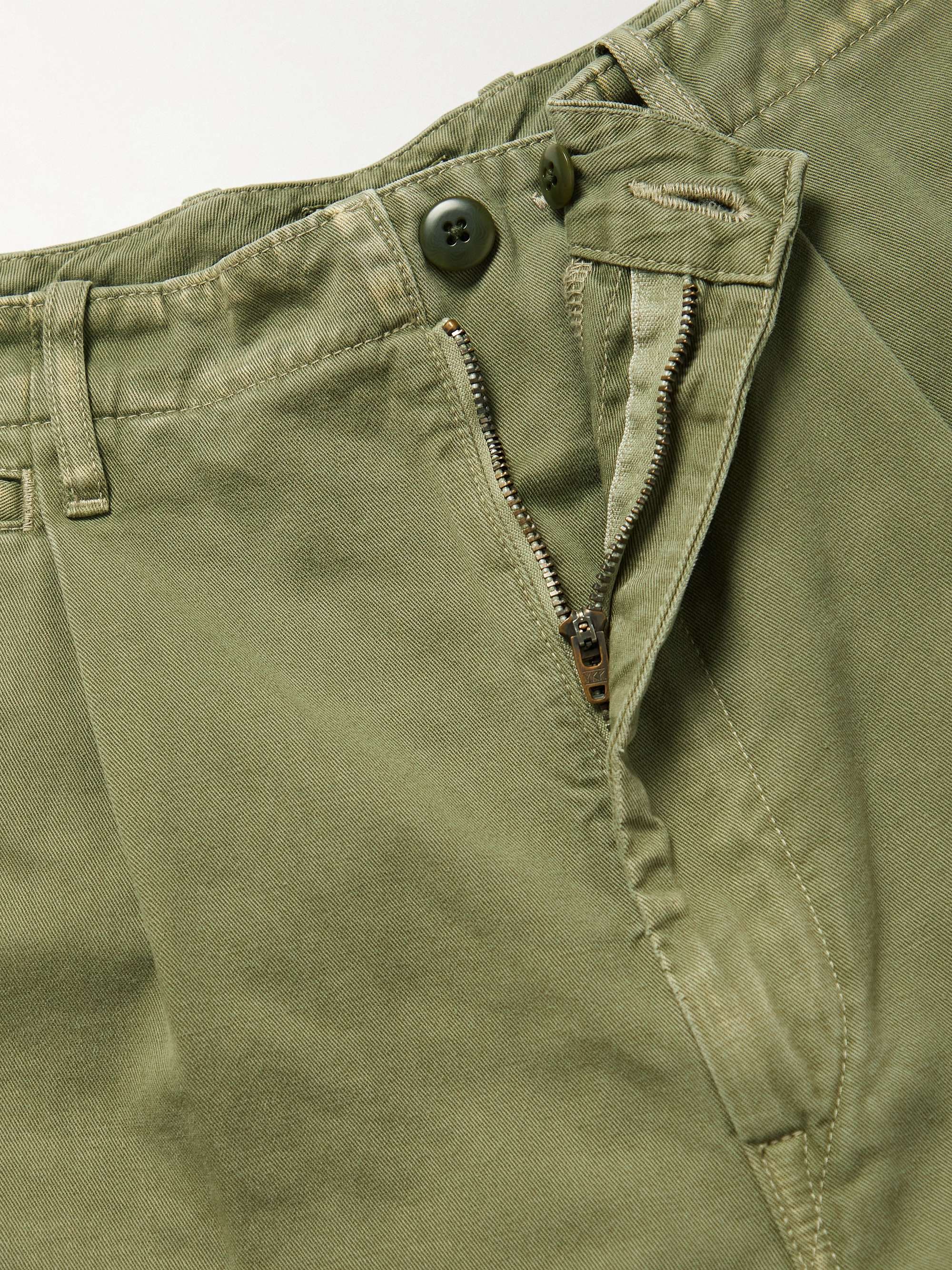 KAPITAL Katsuragi Wide-Leg Patchwork Distressed Cotton-Twill Trousers