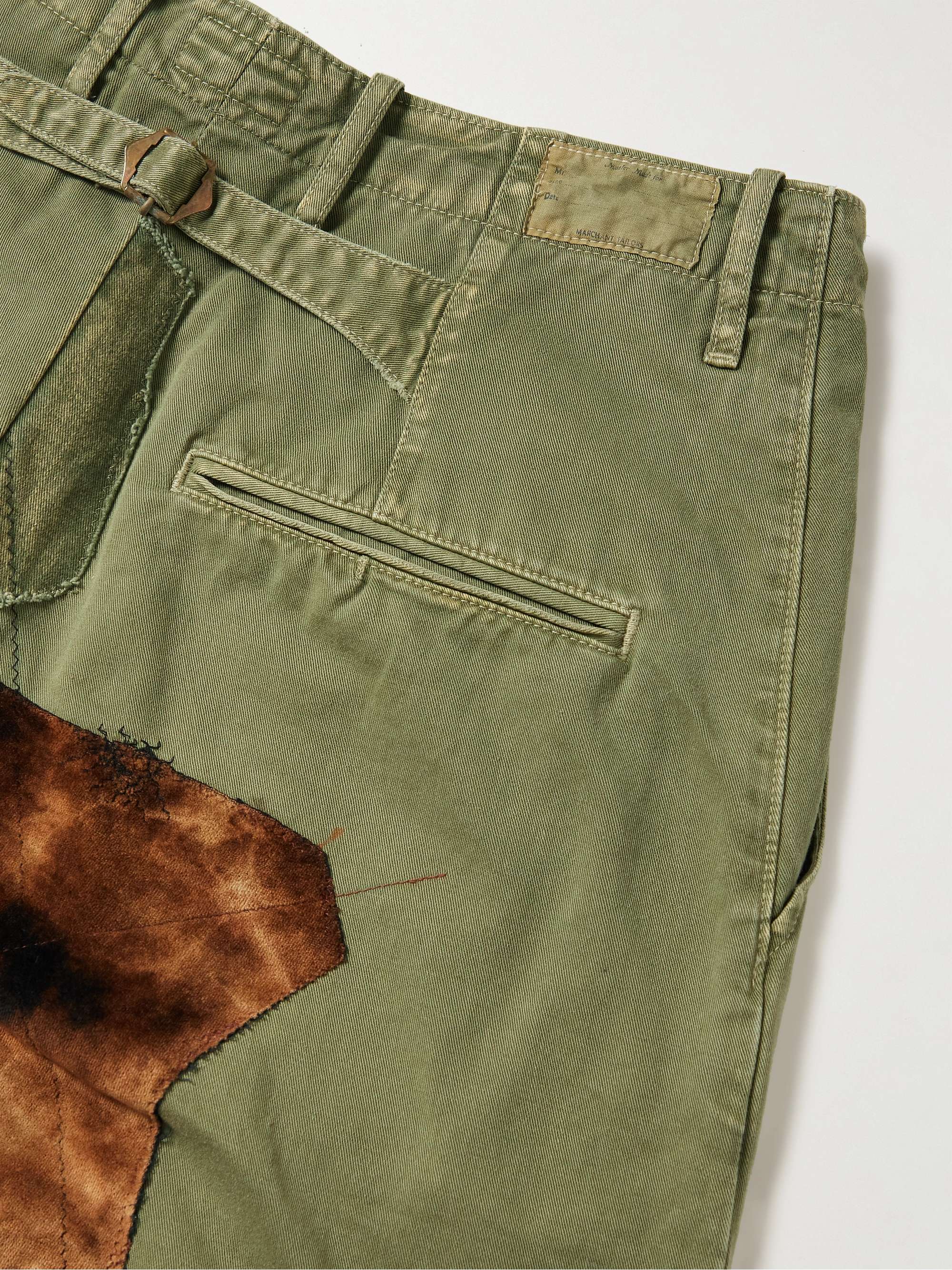 KAPITAL Katsuragi Wide-Leg Patchwork Distressed Cotton-Twill Trousers