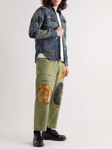 KAPITAL OKABILLY Straight-Leg Patchwork Embroidered Jeans for Men