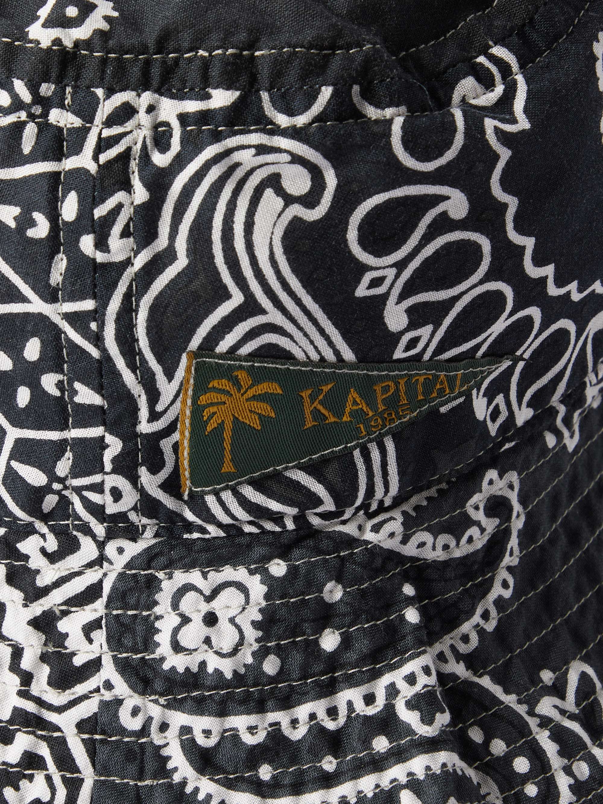 KAPITAL Logo-Appliquéd Bandana-Print Cotton-Voile Bucket Hat
