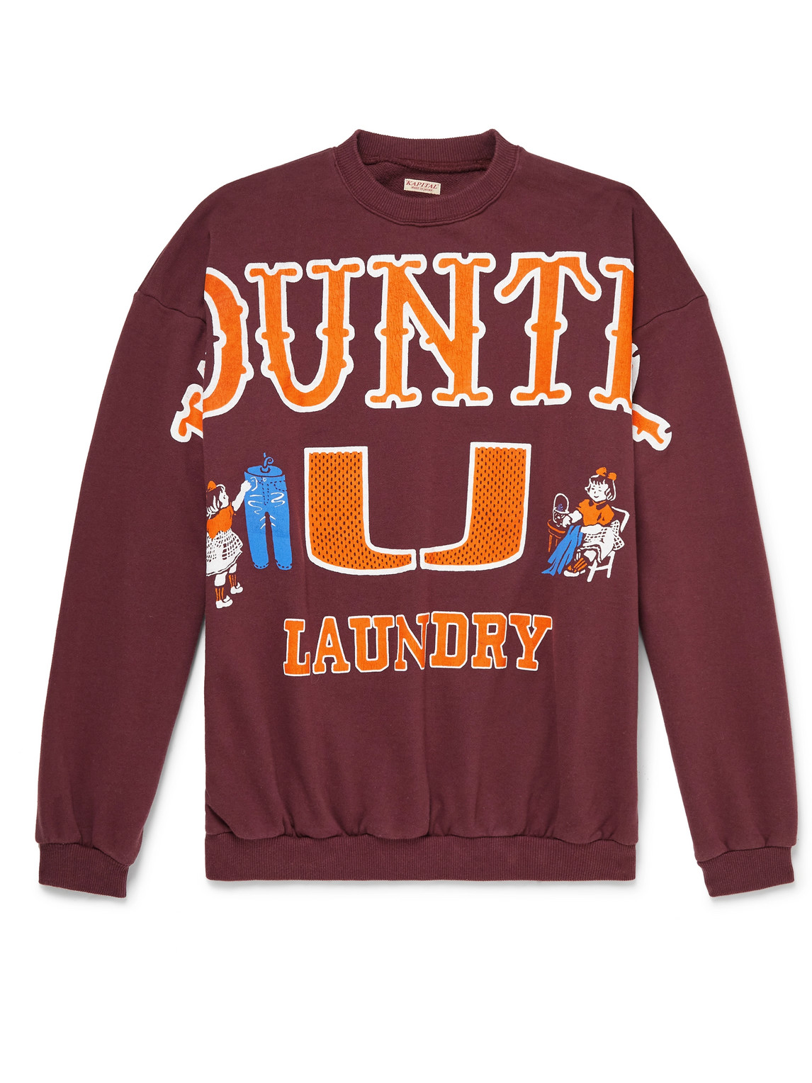 Kapital Big Kountry Printed Cotton-jersey Sweatshirt In Burgundy