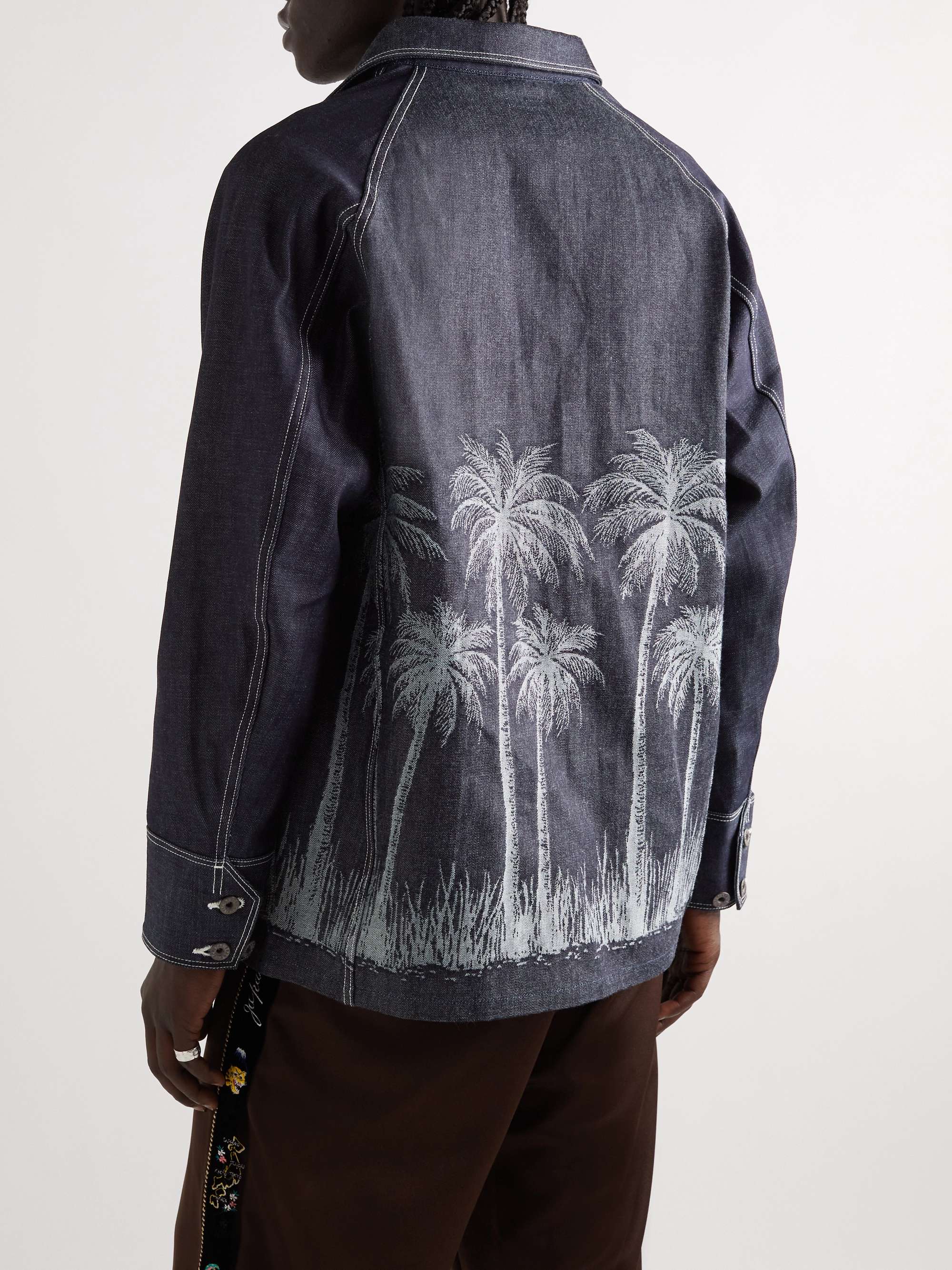 Kapital Mens Palm Tree Jacquard Denim Jacket