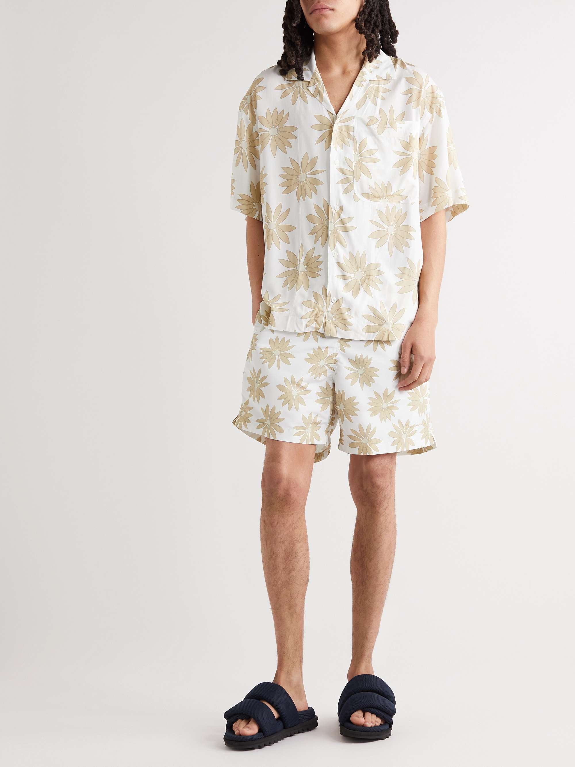 JACQUEMUS Jean Camp-Collar Floral-Print Poplin Shirt