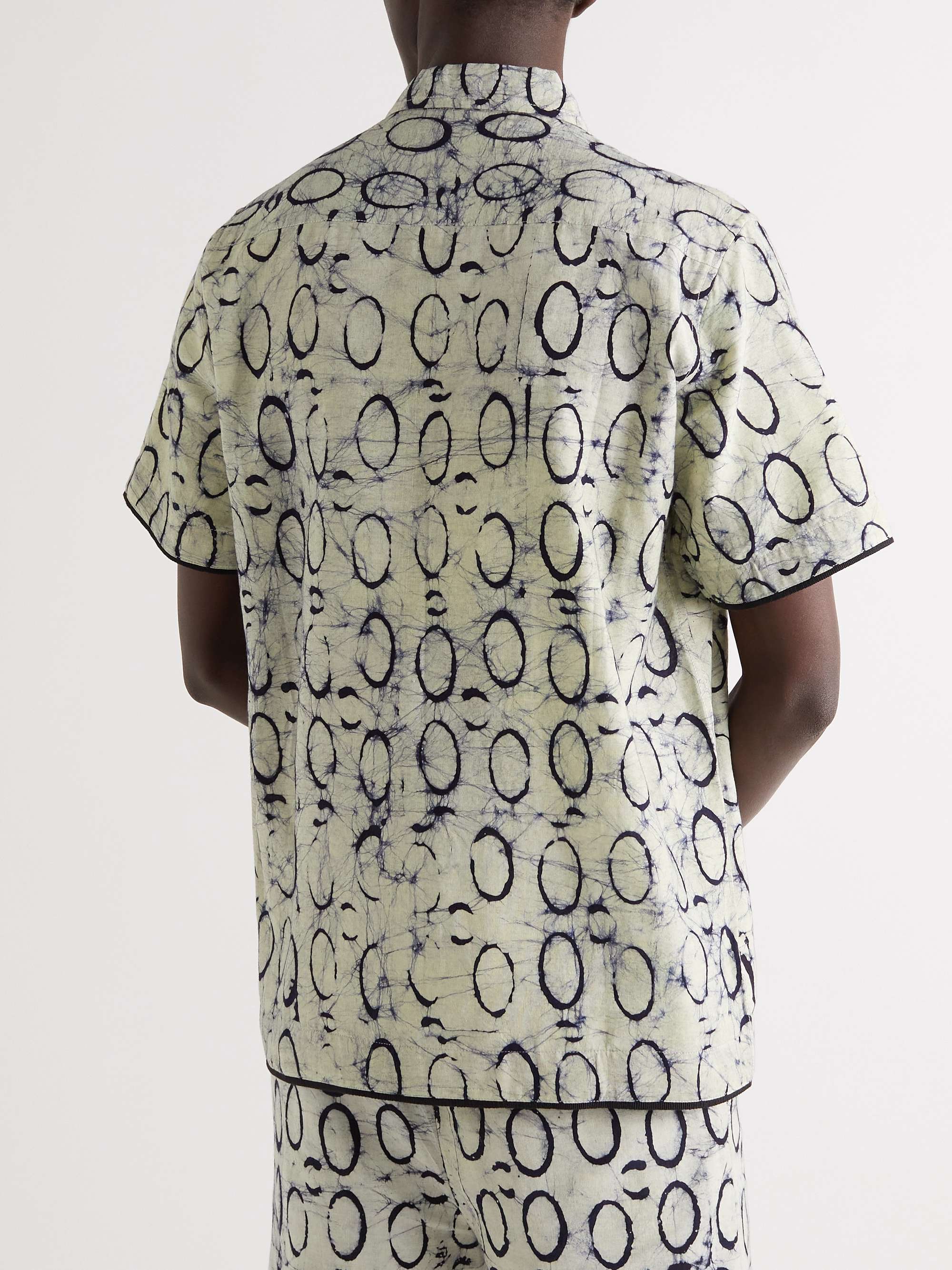 OBIDA Twill-Trimmed Printed Cotton-Poplin Shirt