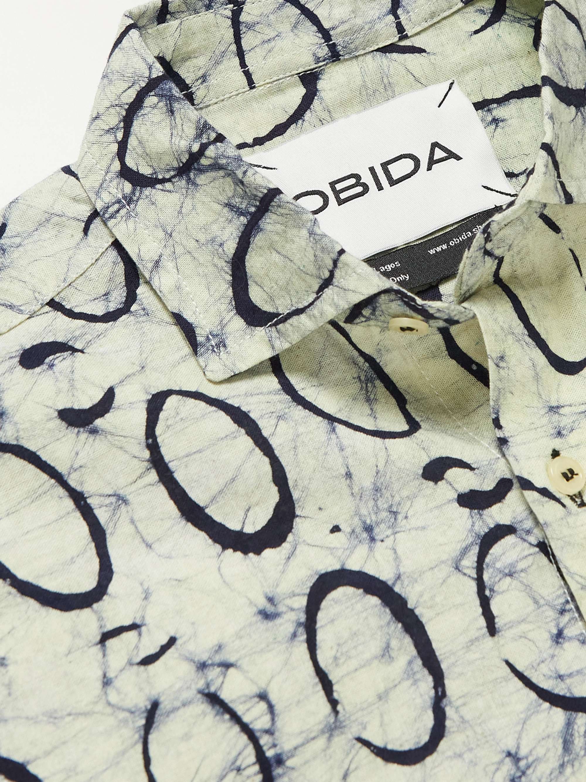 OBIDA Twill-Trimmed Printed Cotton-Poplin Shirt