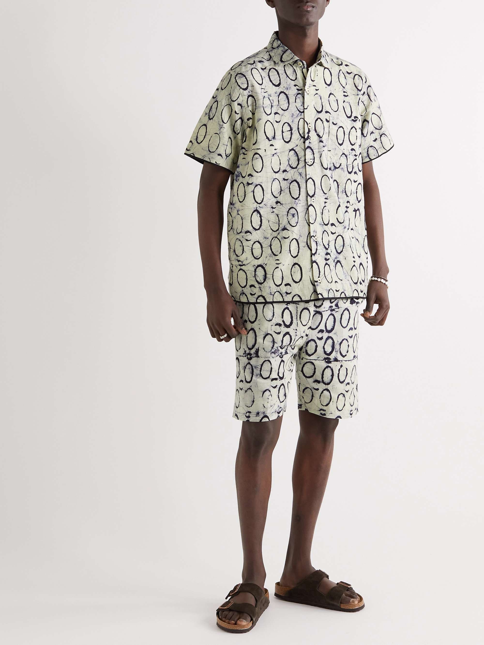 OBIDA Twill-Trimmed Printed Cotton-Poplin Shirt