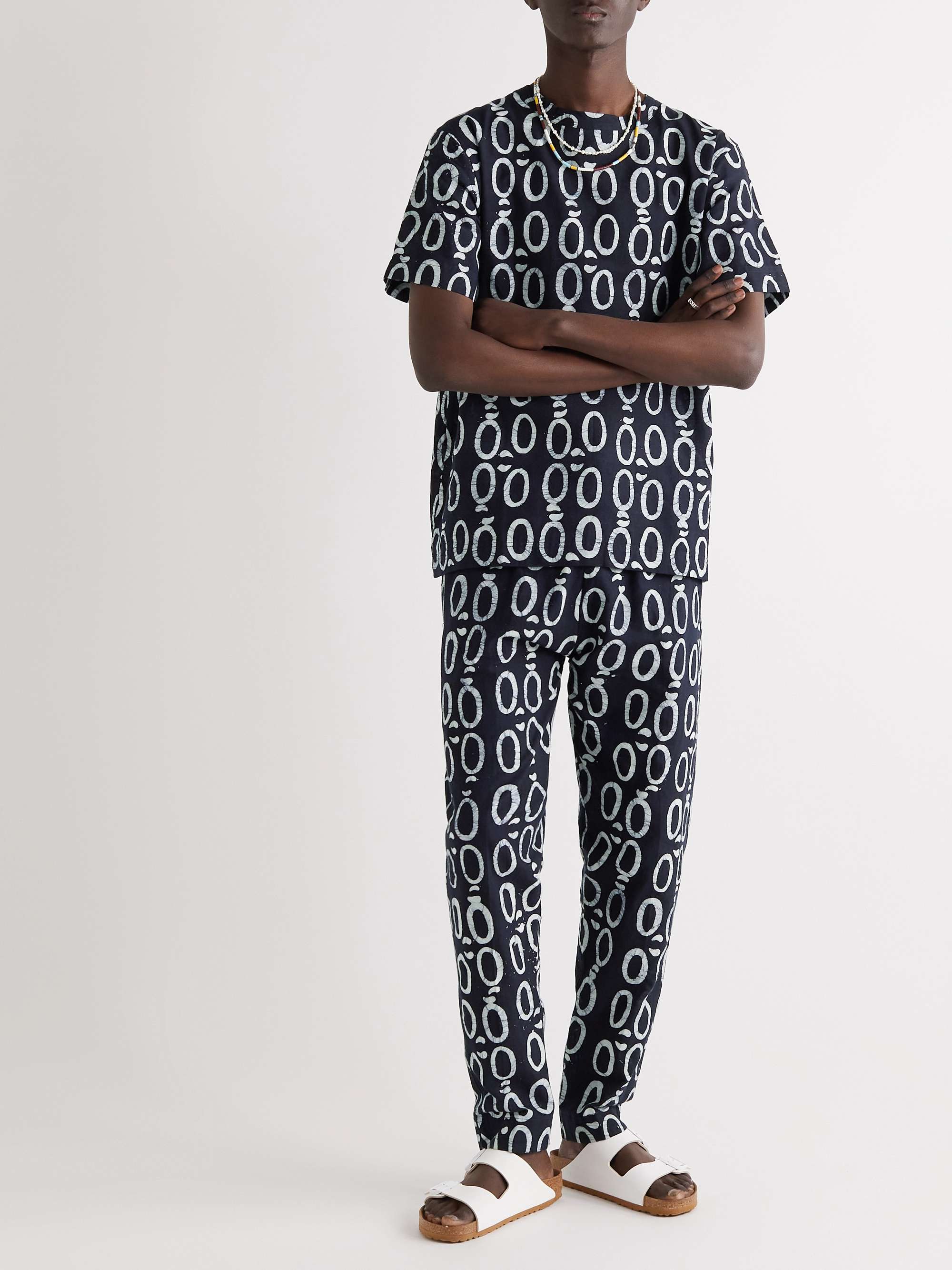 OBIDA Tapered Printed Cotton-Jersey Drawstring Trousers