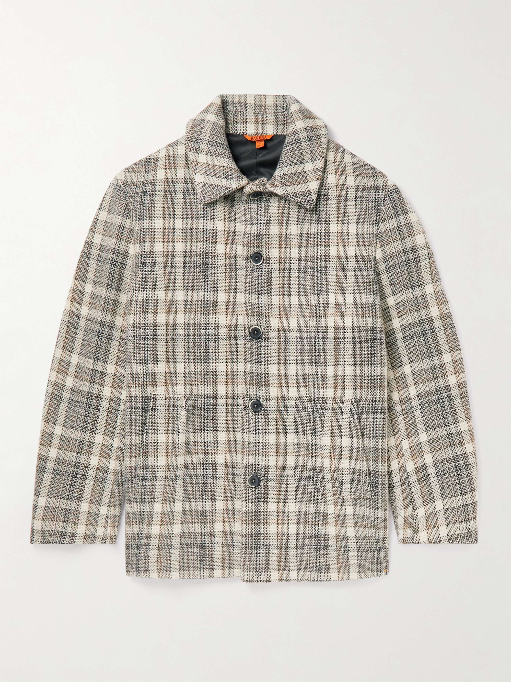 BARENA Checked Wool-Blend Shirt Jacket