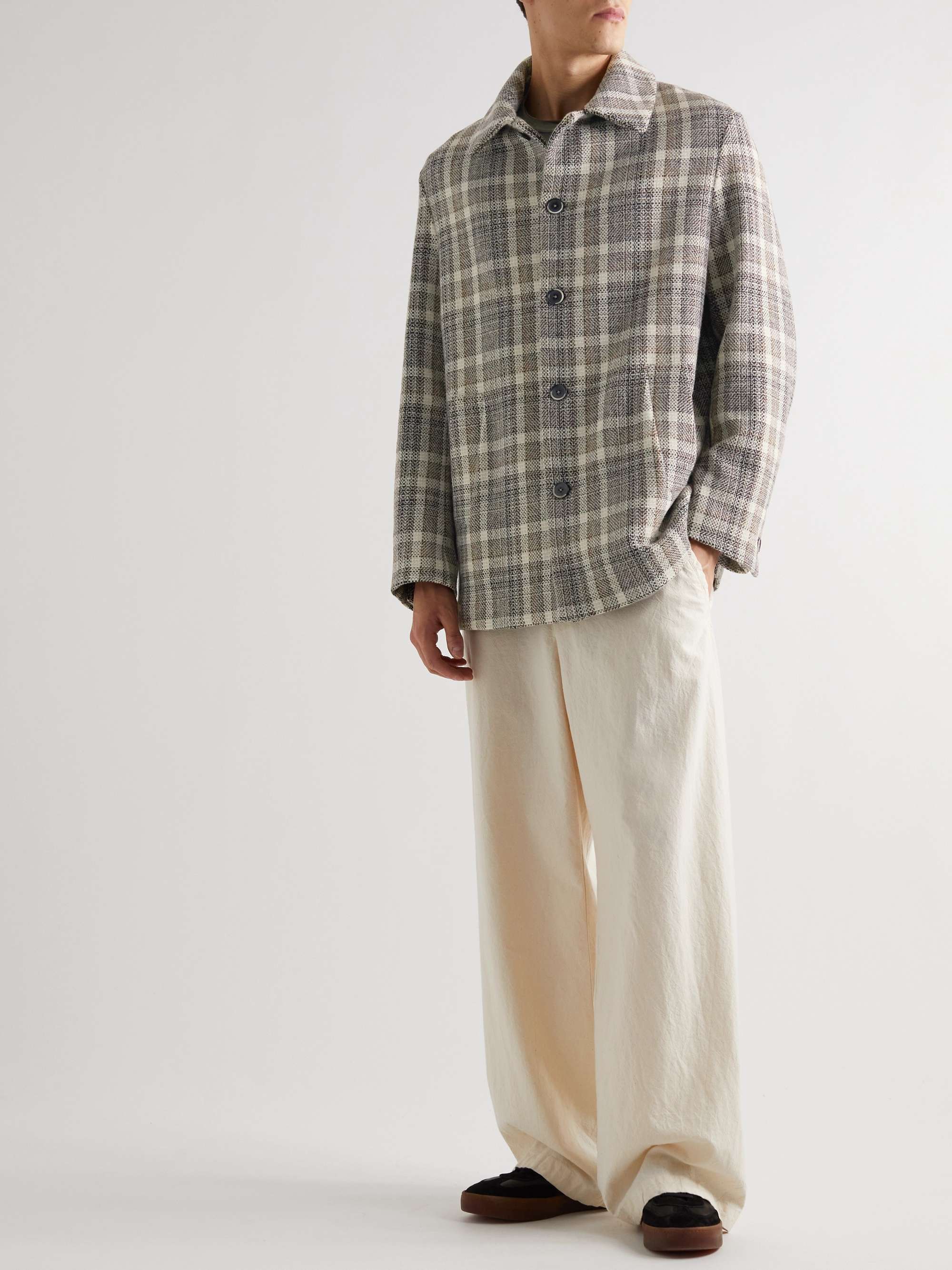 Checked Wool-Blend Shirt Jacket