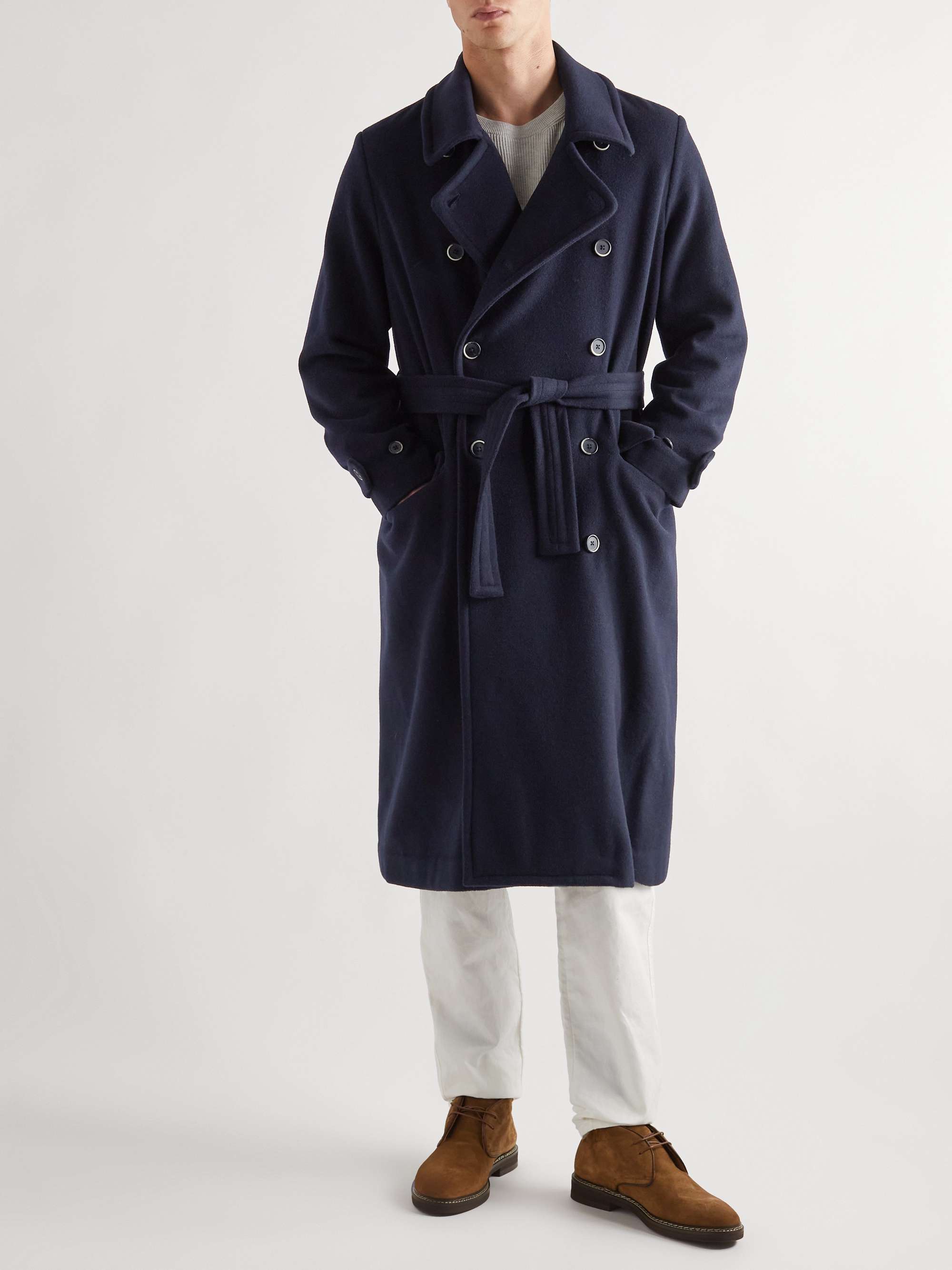 BARENA Leuter Double-Breasted Belted Wool-Blend Overcoat