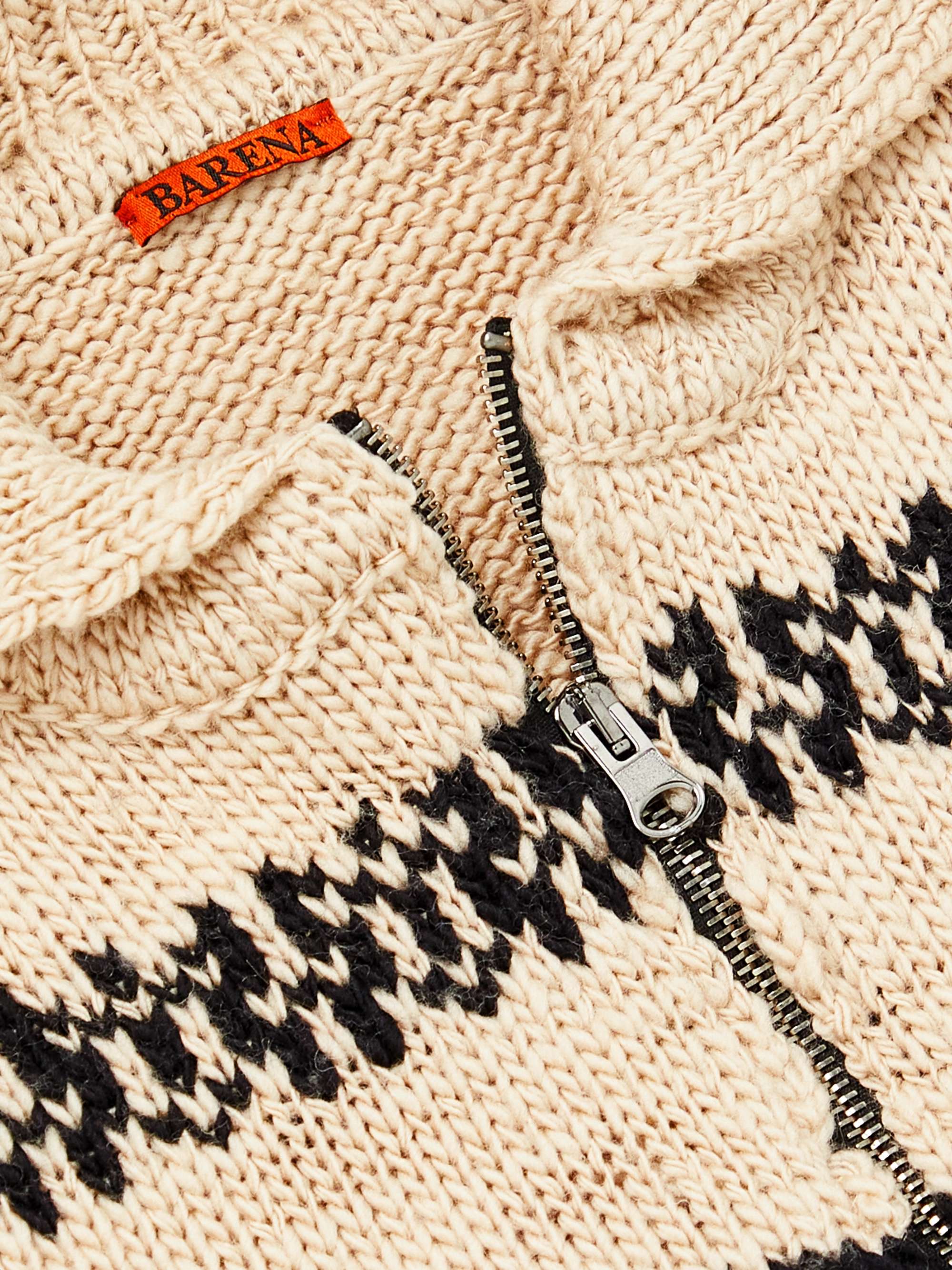 BARENA Intarsia Wool Zip-Up Cardigan