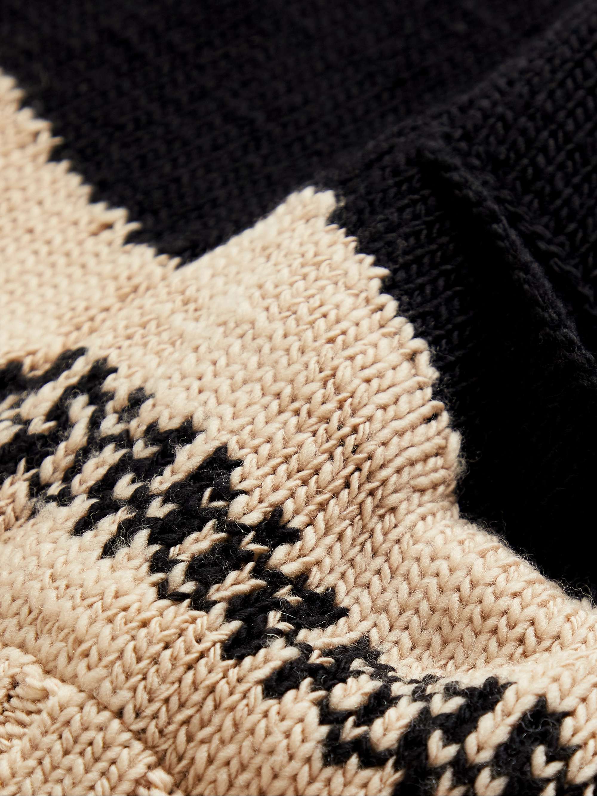 BARENA Intarsia Wool Zip-Up Cardigan