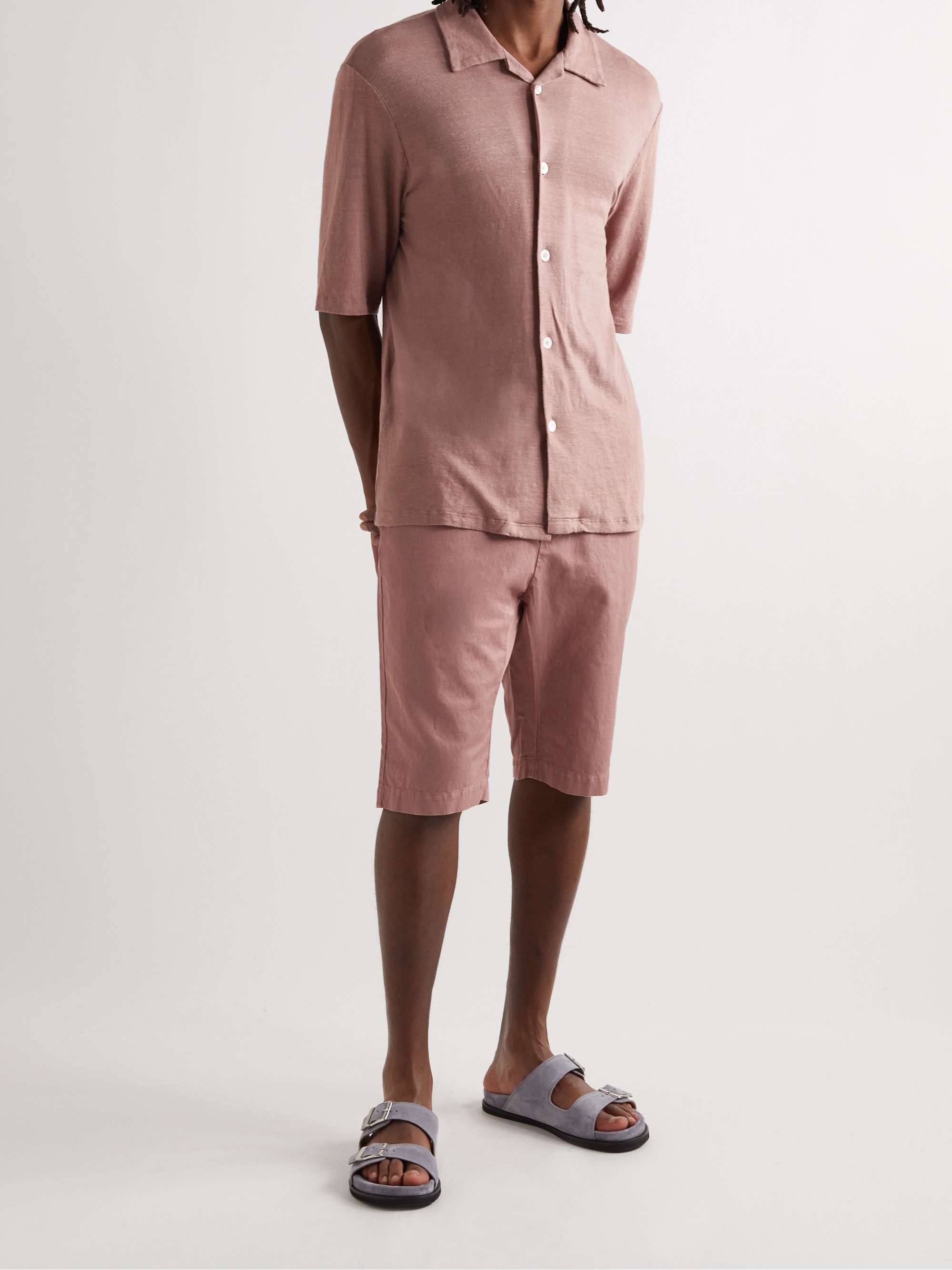 BARENA Agro Maestra Straight-Leg Stretch Cotton and Linen-Blend Shorts