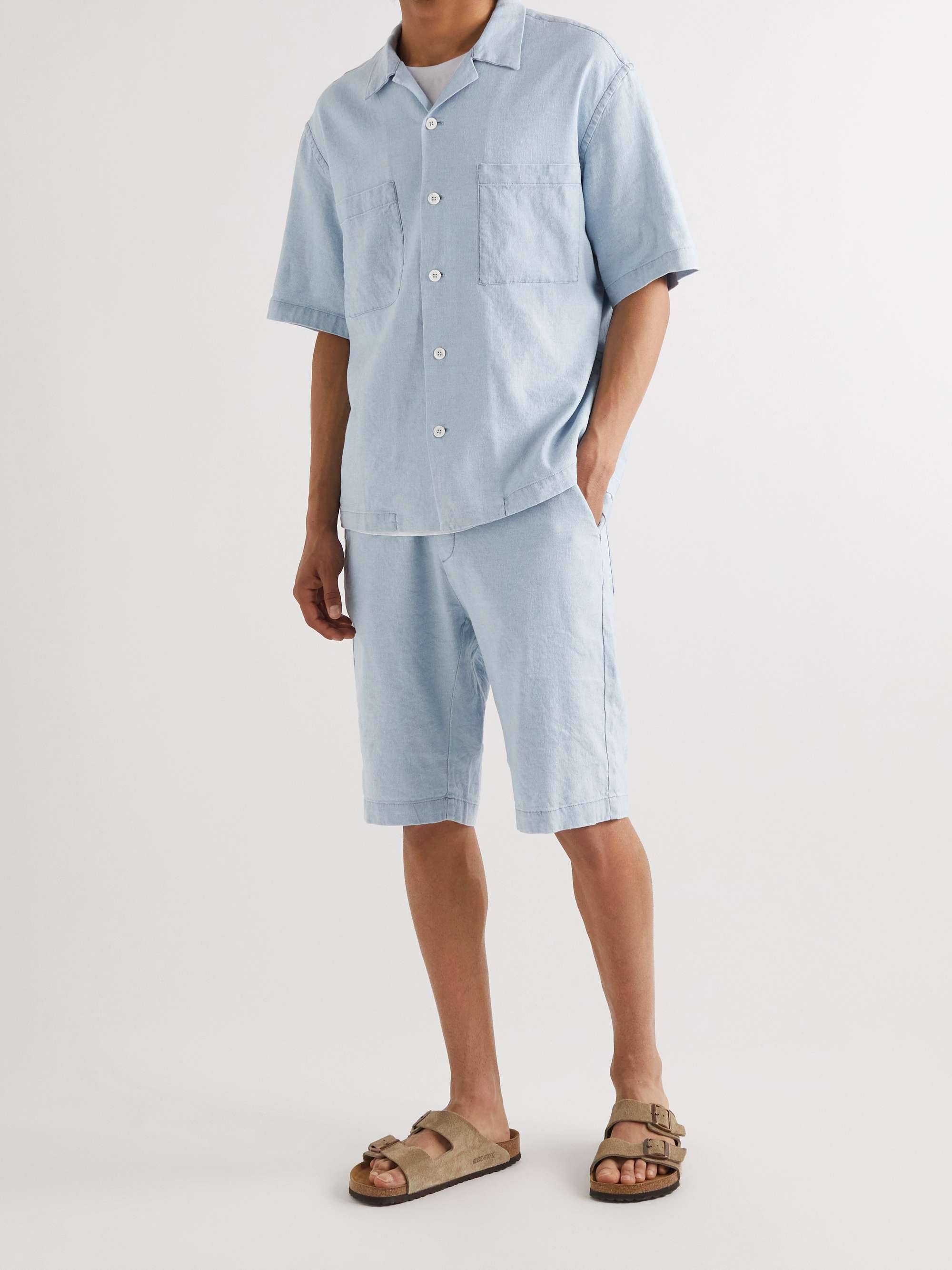 BARENA Straight-Leg Linen-Piqué Bermuda Shorts