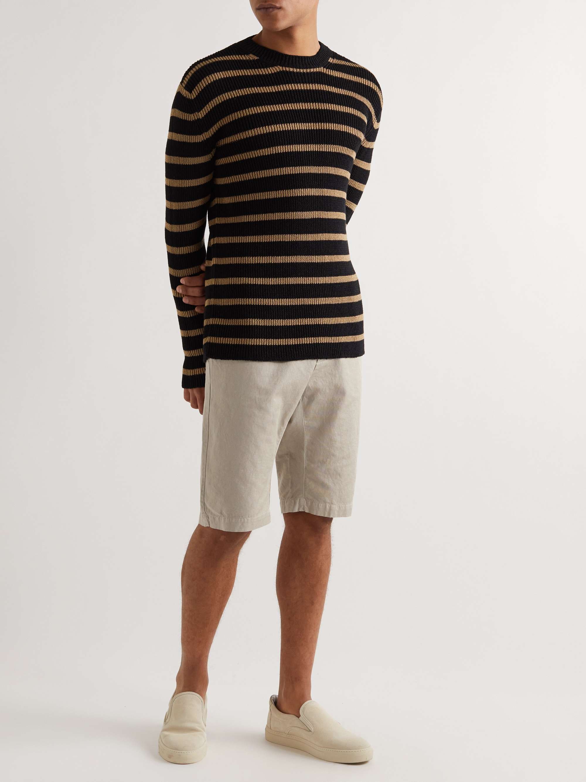 BARENA Agro Maestra Straight-Leg Stretch Cotton and Linen-Blend Shorts