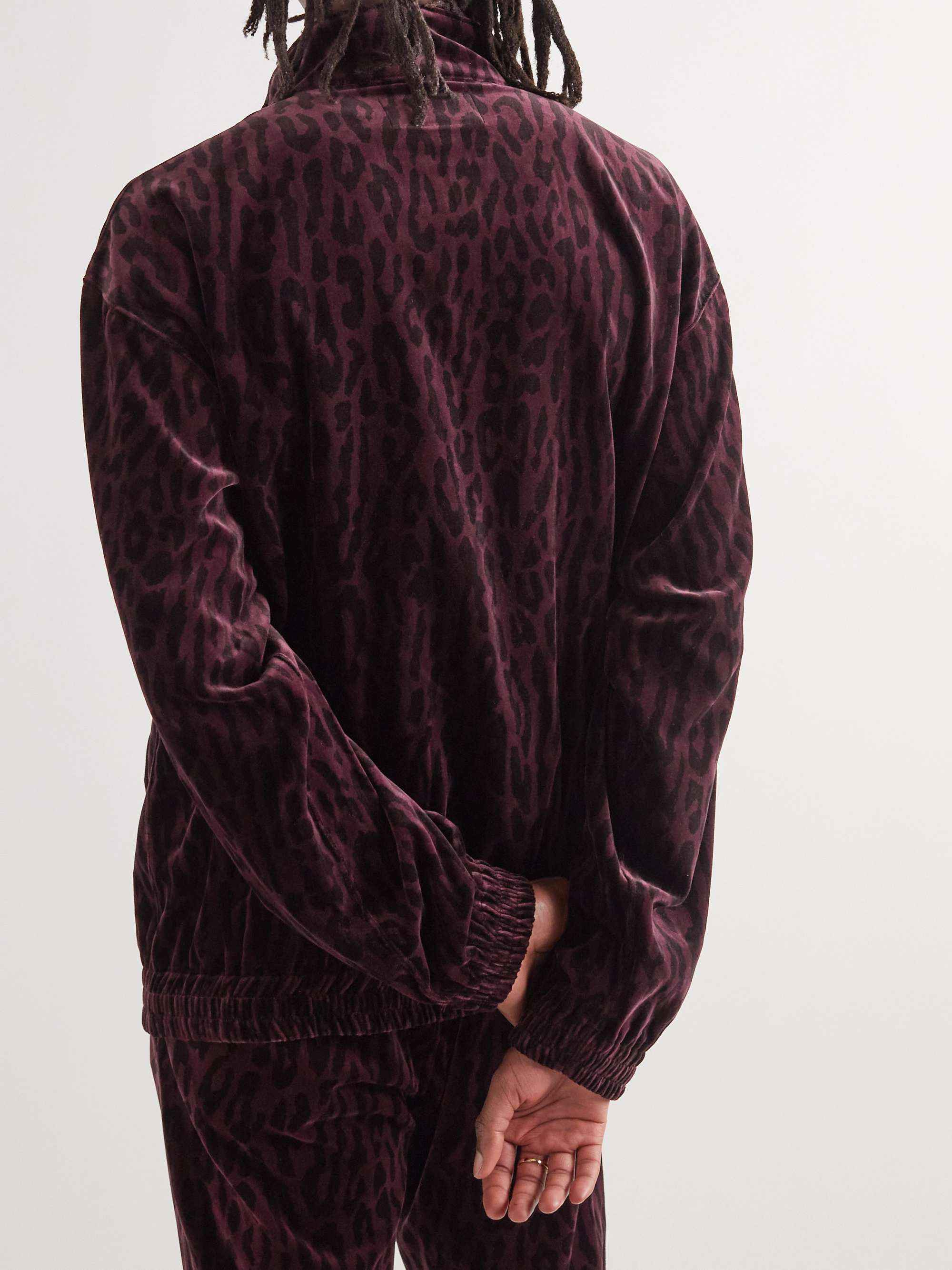 Logo-Embroidered Leopard-Print Cotton-Velvet Track Jacket