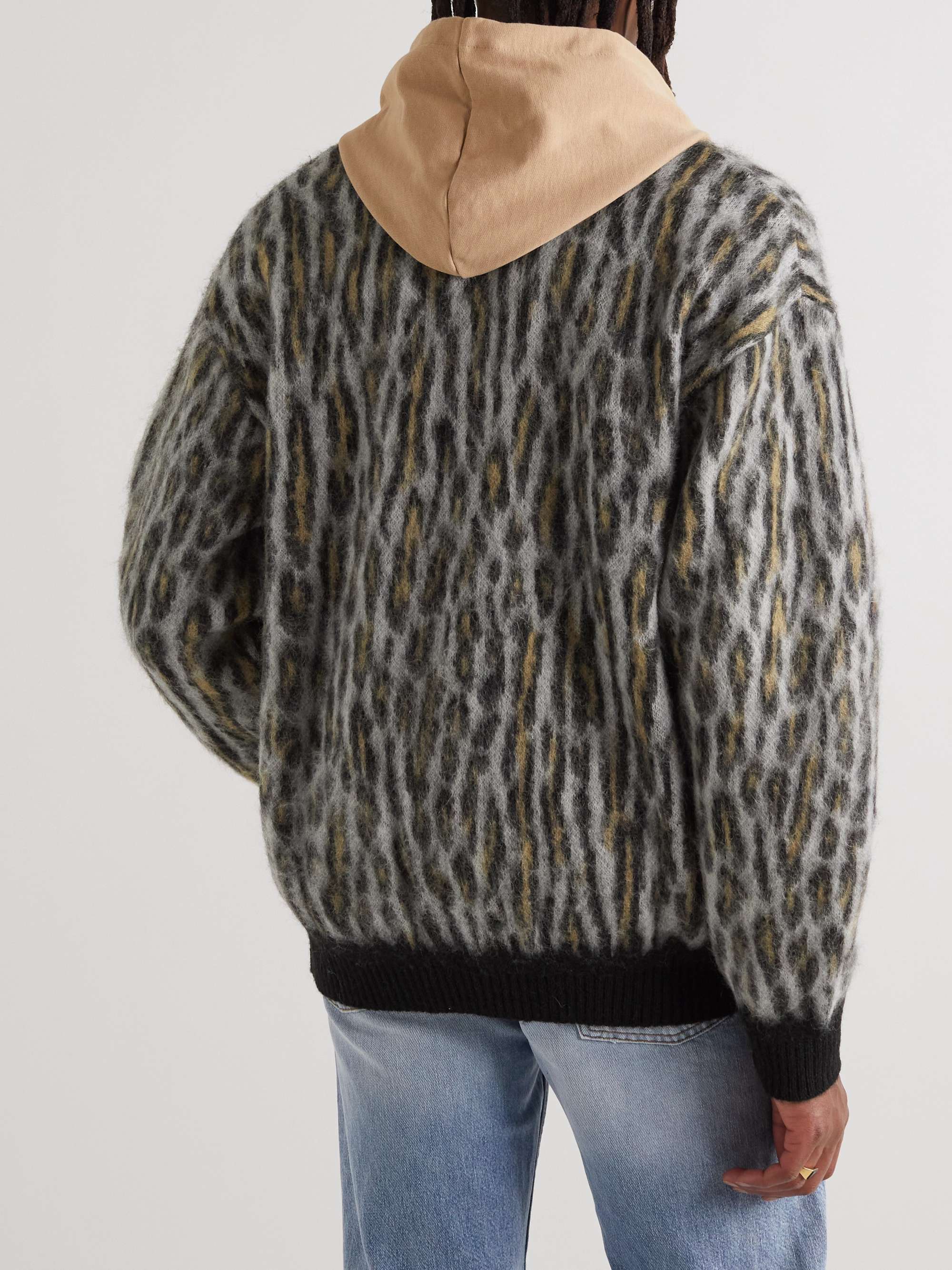 Leopard-Jacquard Knitted Cardigan