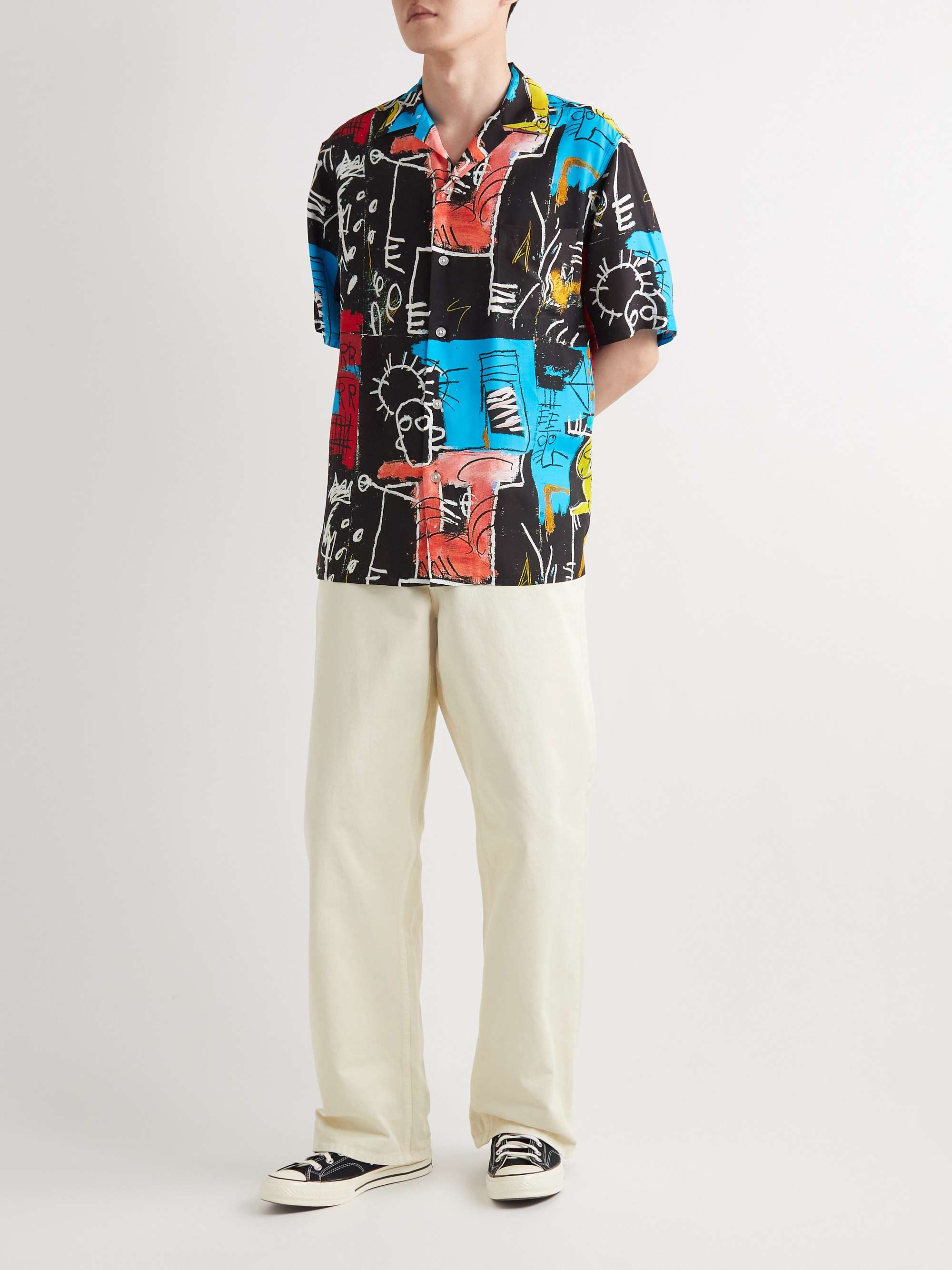 WACKO MARIA + Jean-Michel Basquiat Camp-Collar Printed Woven Shirt for ...