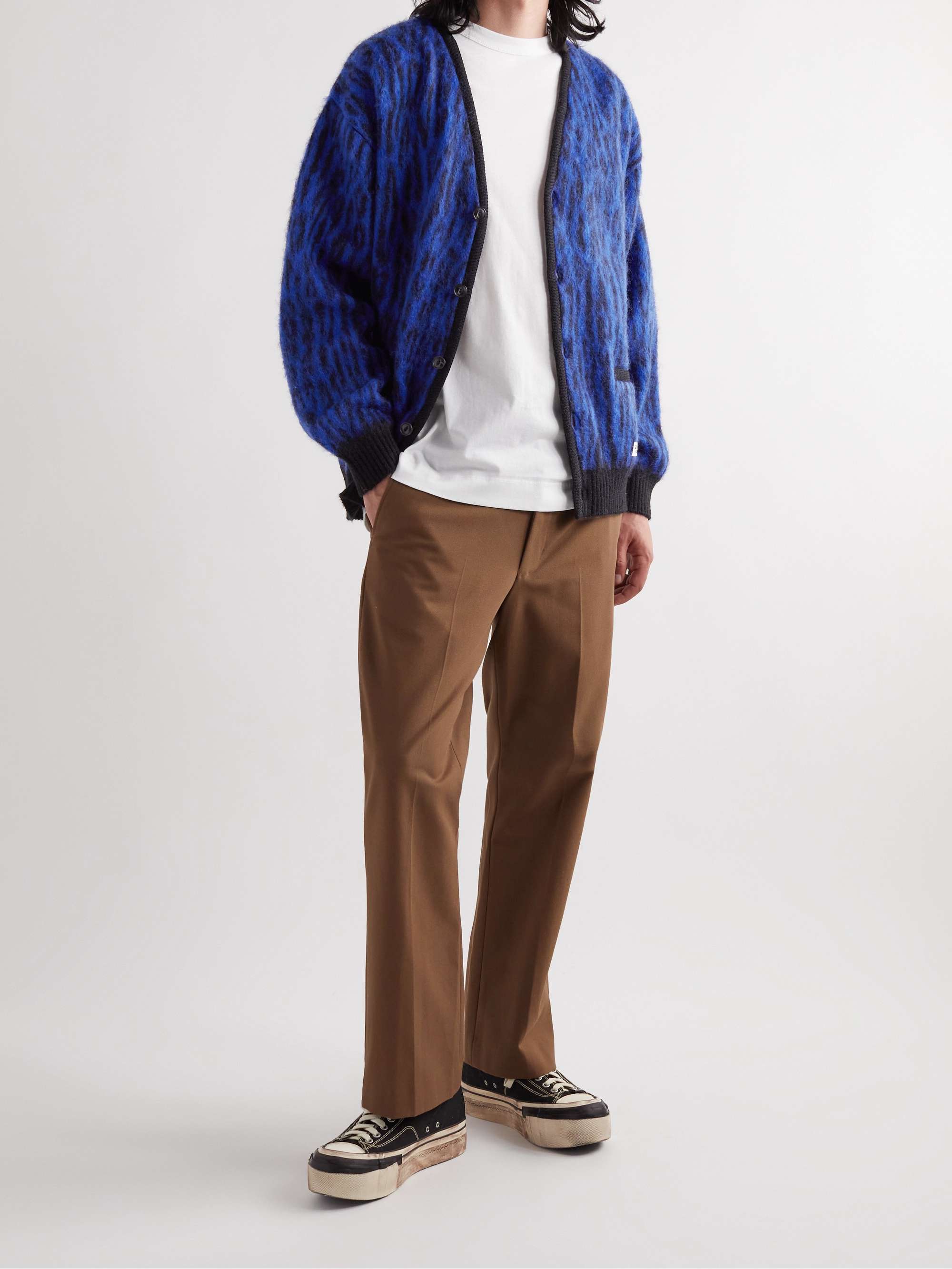 Leopard-Jacquard Knitted Cardigan