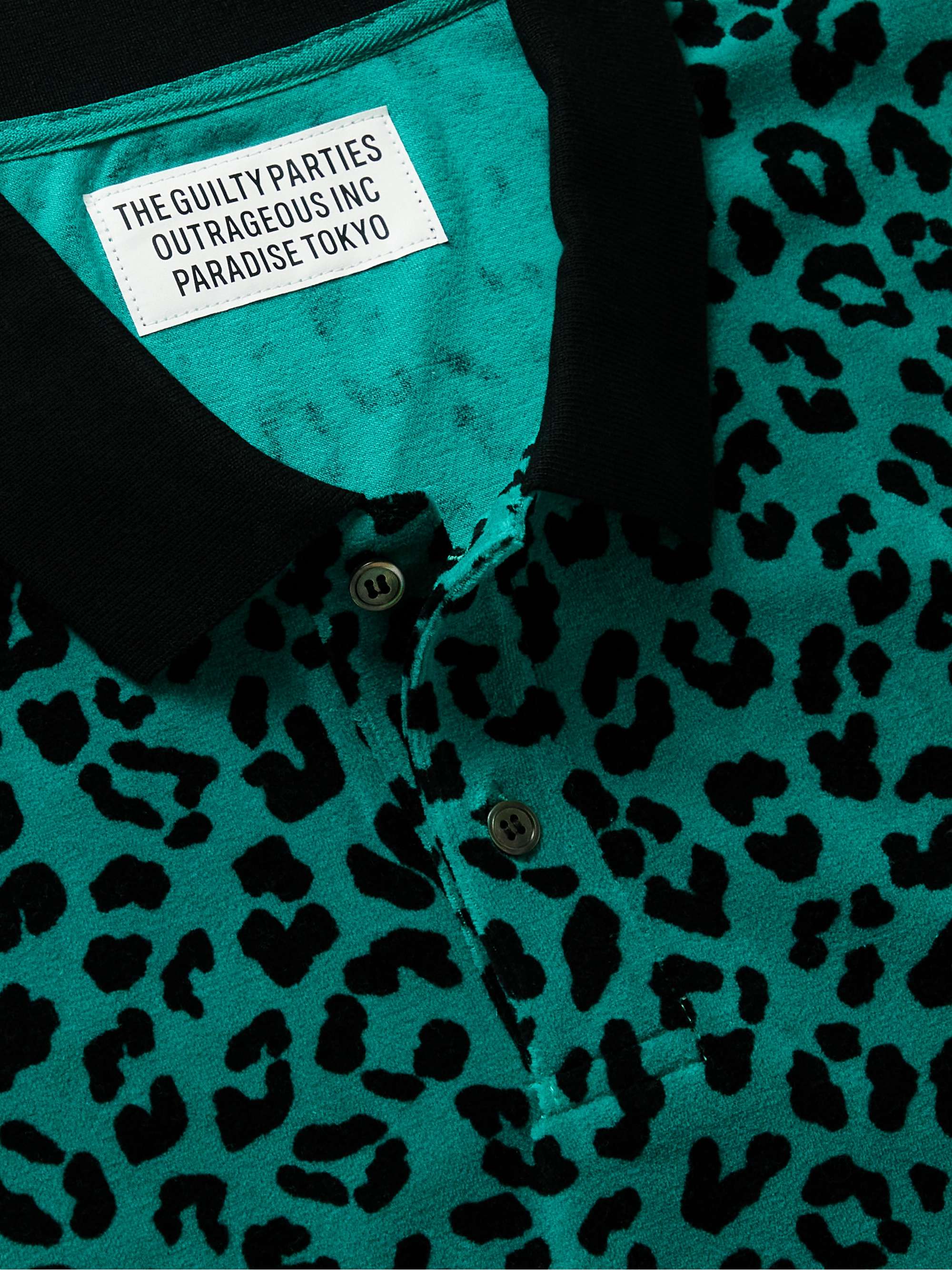 Embroidered Leopard-Print Cotton-Blend Velour Polo Shirt