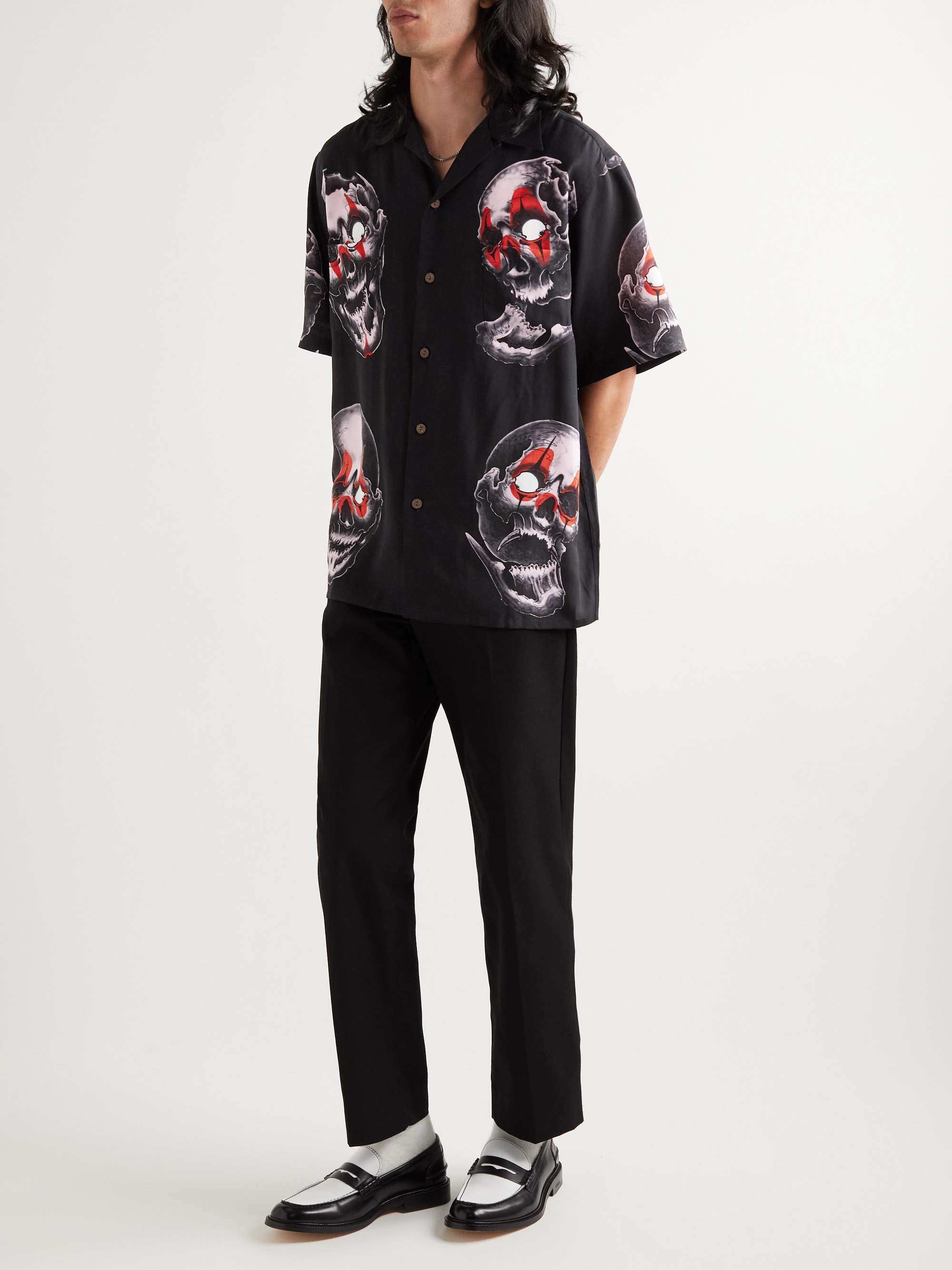 + 56 Tattoo Studio Camp-Collar Printed Lyocell Shirt