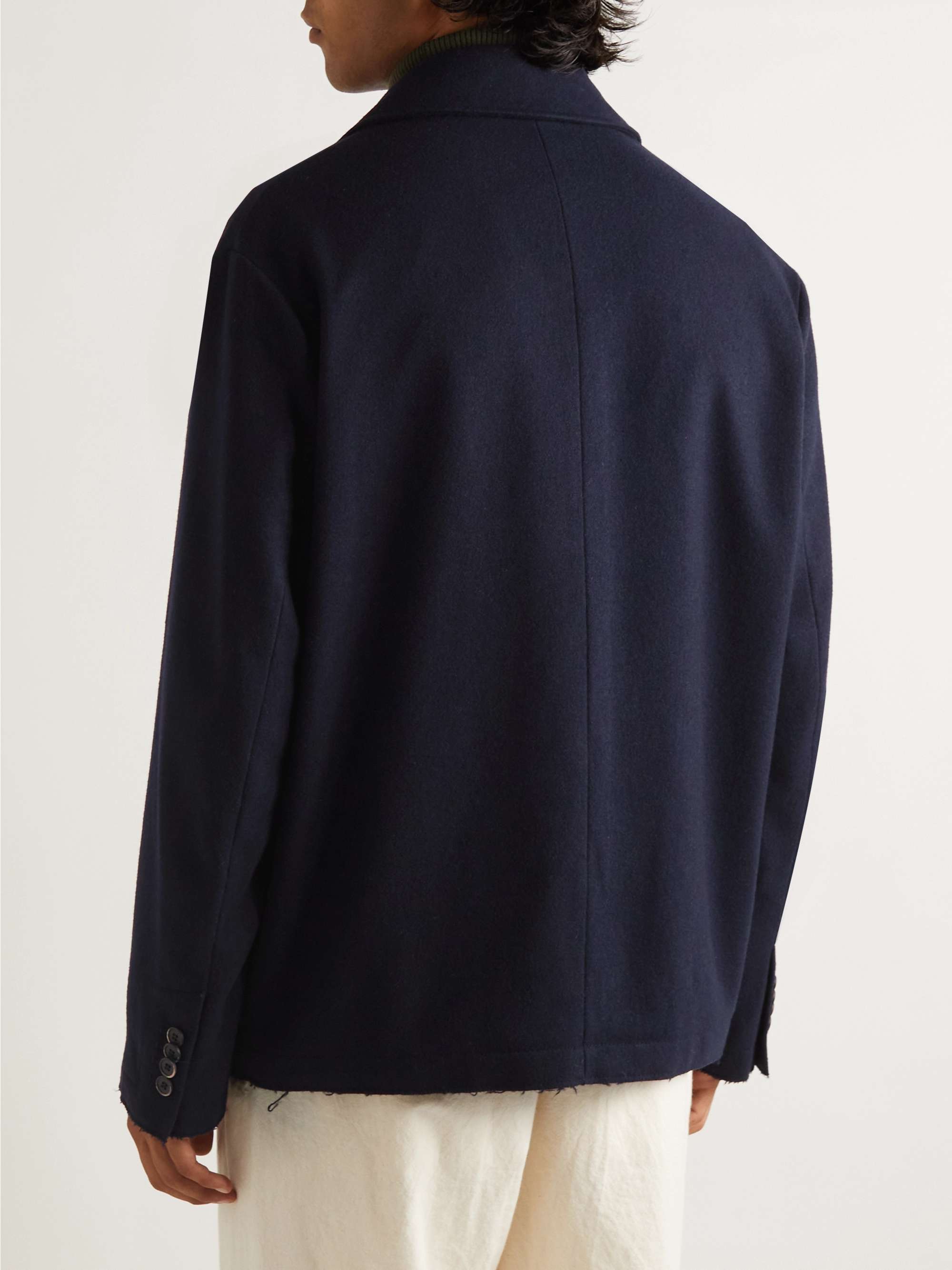 BARENA Burlenga Frayed Wool-Blend Felt Peacoat
