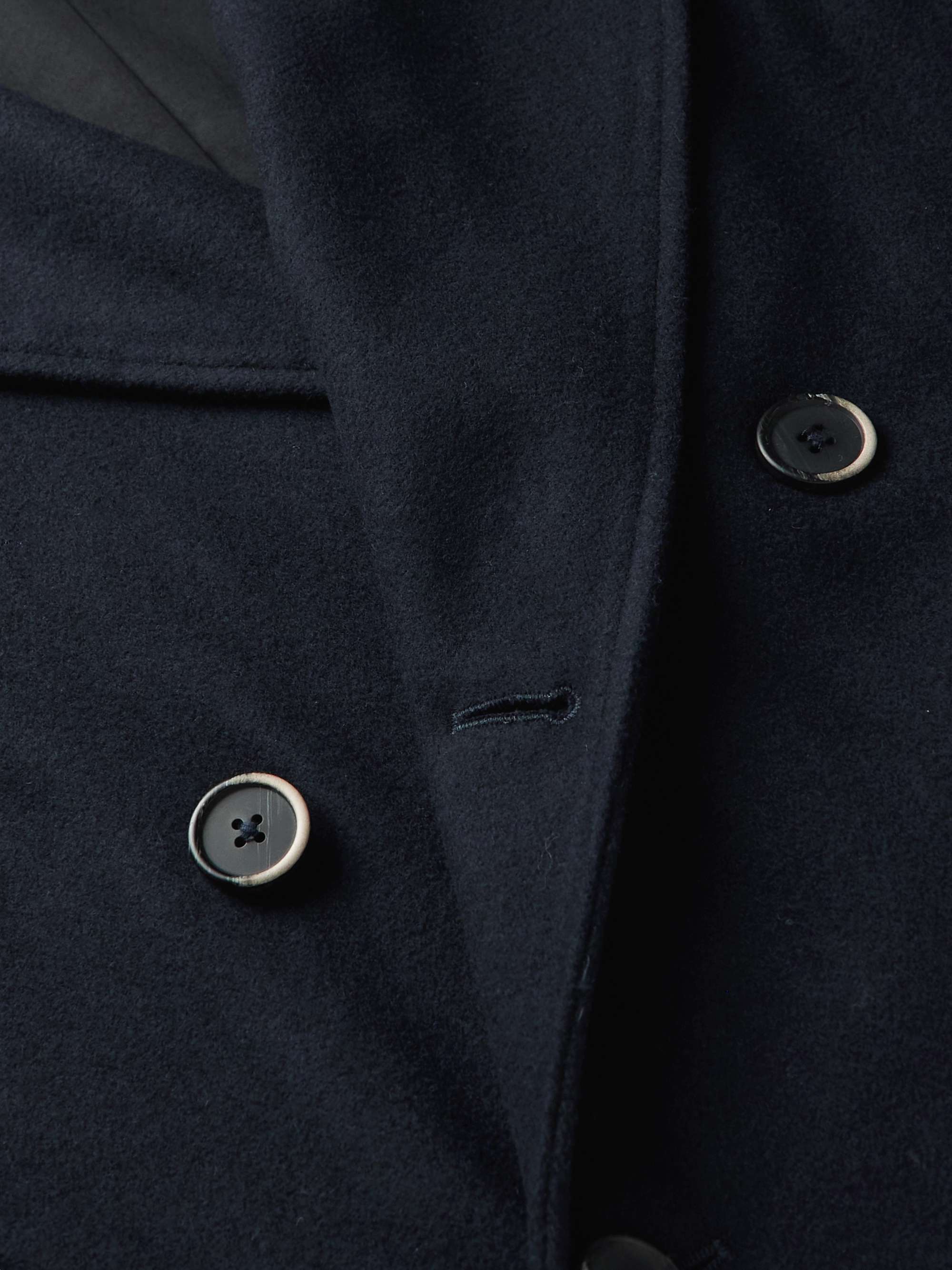 BARENA Burlenga Frayed Wool-Blend Felt Peacoat