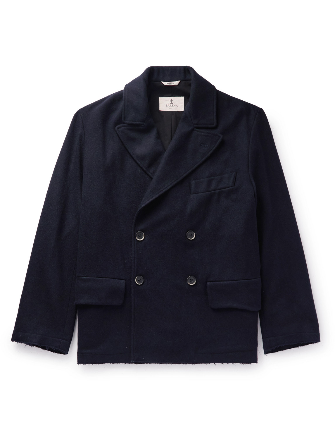 Burlenga Frayed Wool-Blend Felt Peacoat