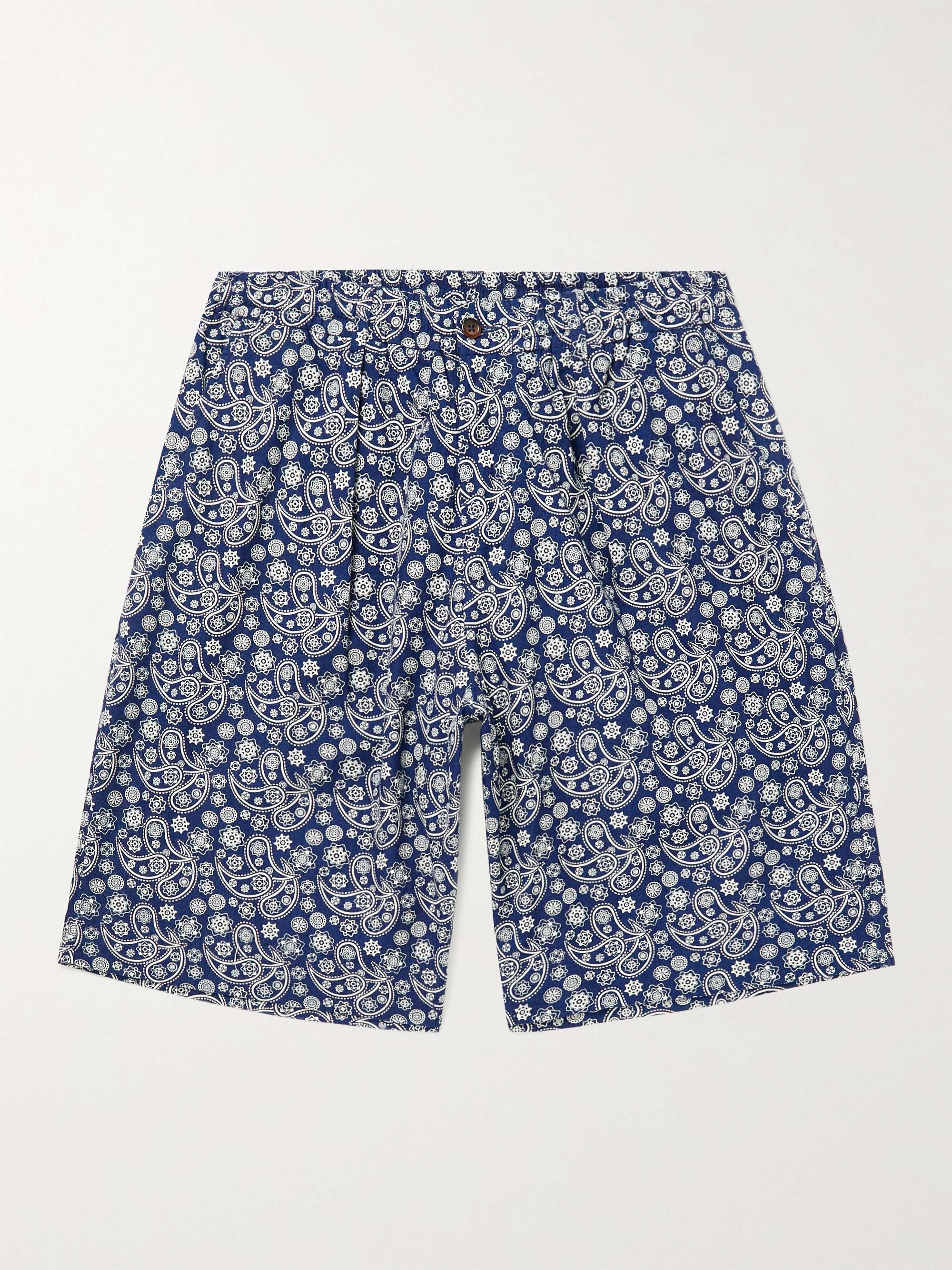 UNIVERSAL WORKS Wide-Leg Printed Cotton-Twill Shorts for Men | MR PORTER