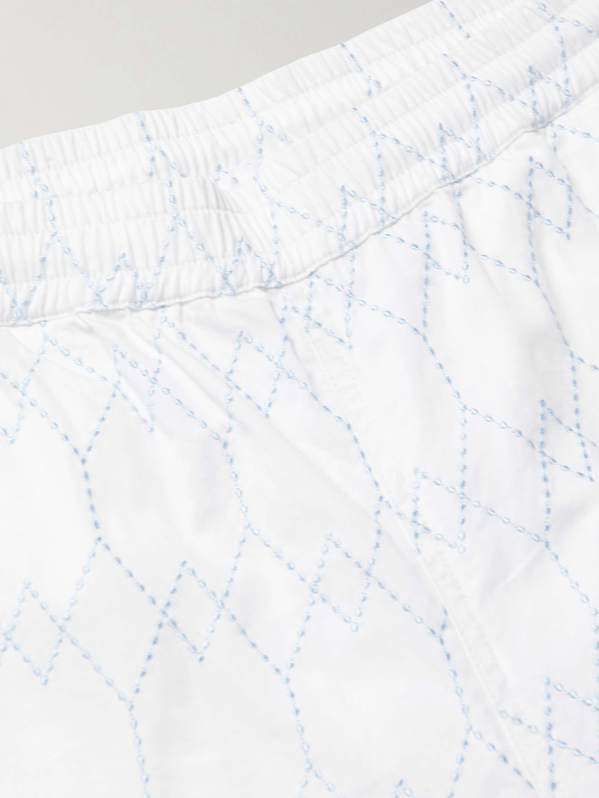 UNIVERSAL WORKS Straight-Leg Long-Length Logo-Embroidered Cotton-Twill Shorts