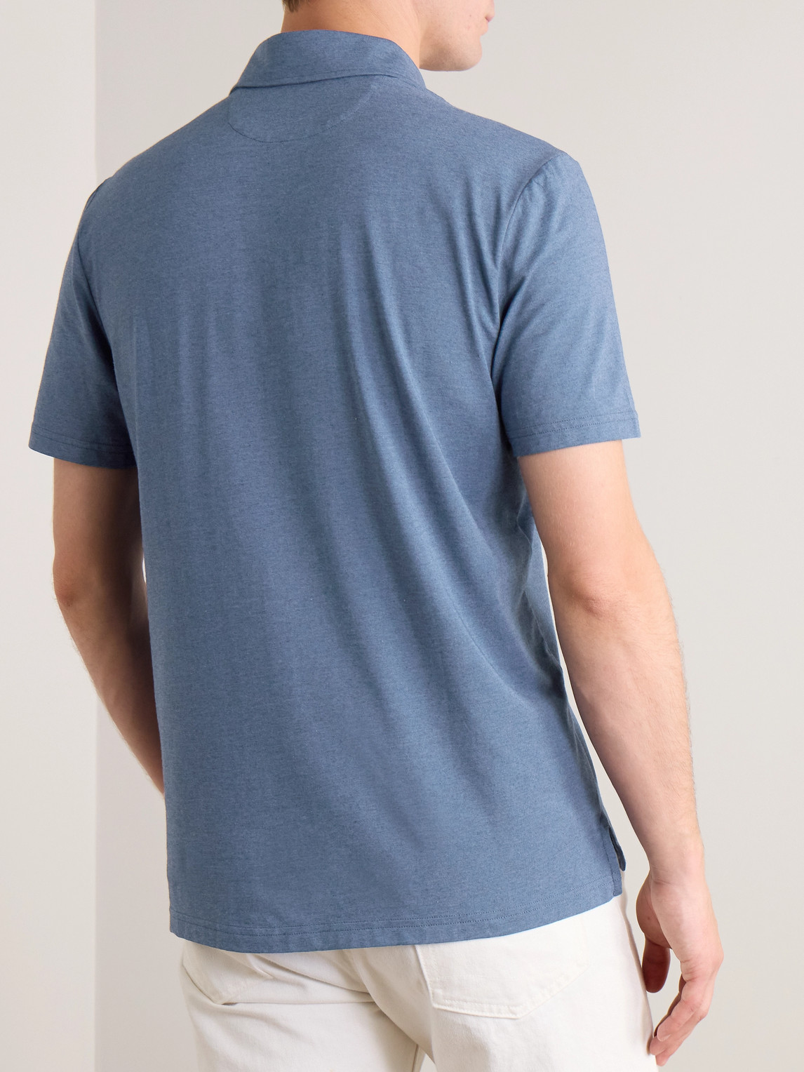 Shop Faherty Movement Stretch Pima Cotton And Modal-blend Jersey Polo Shirt In Blue