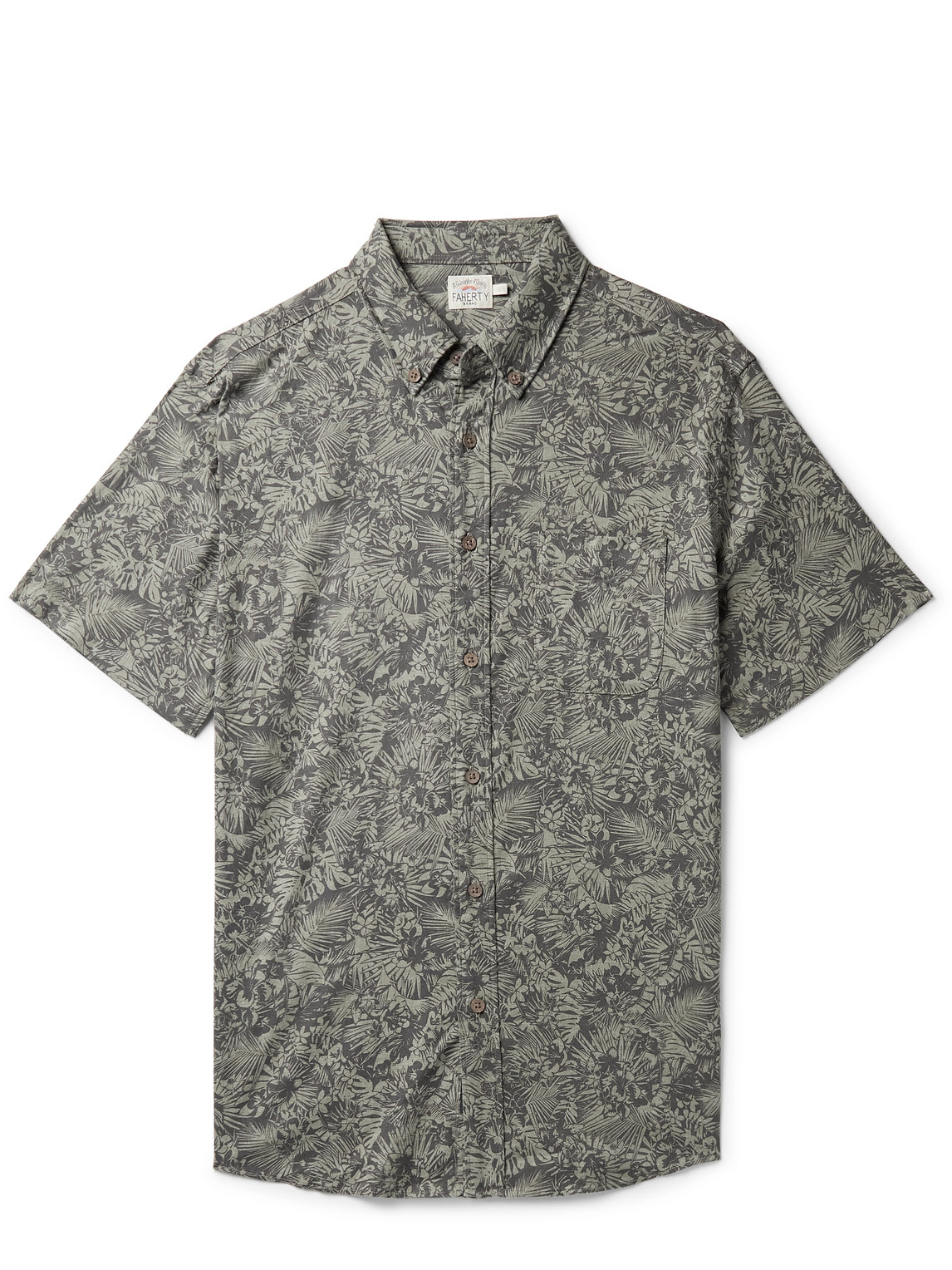 FAHERTY – Breeze Button-Down Collar Printed Stretch Hemp and Lyocell-Blend Shirt