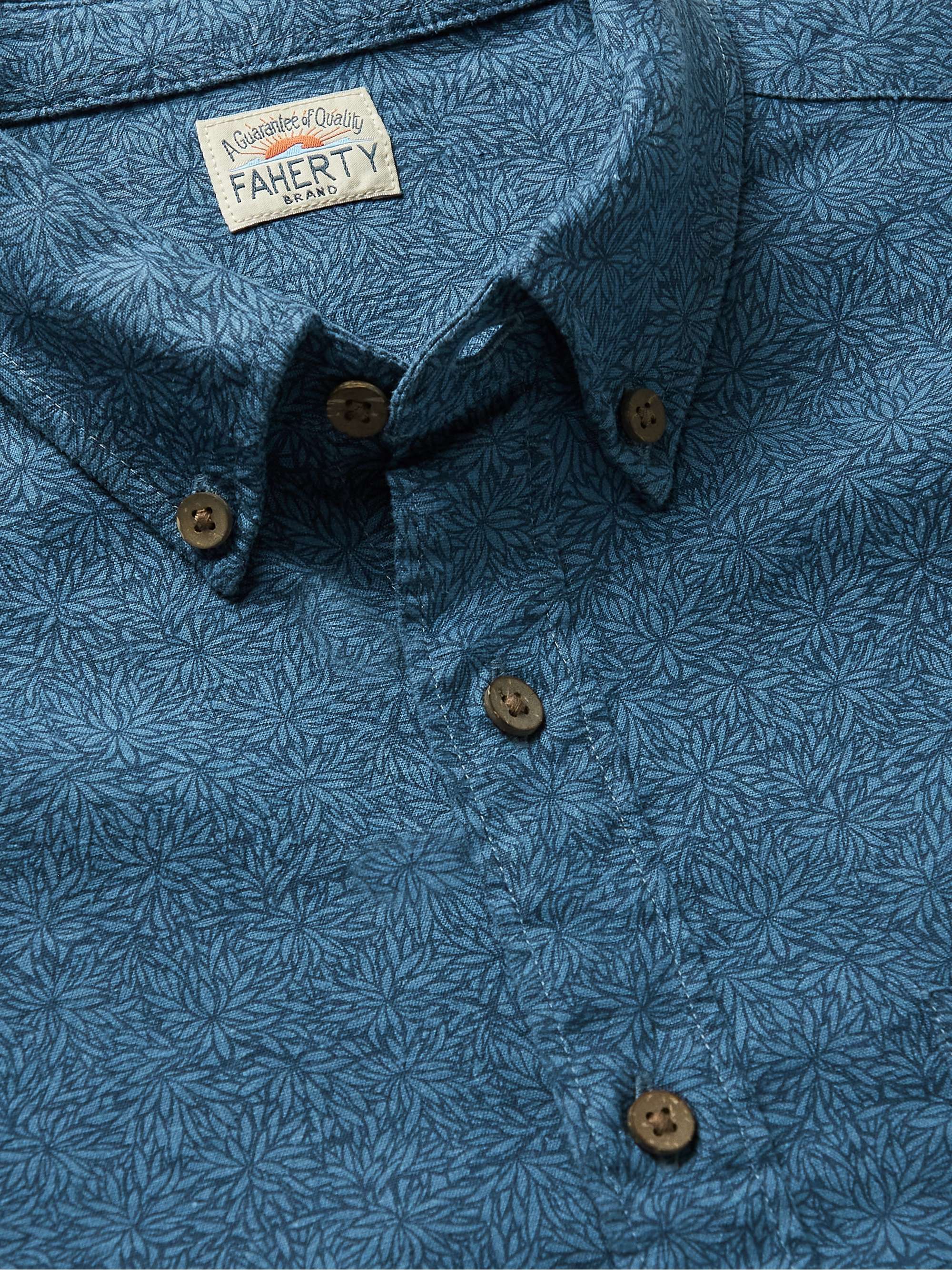 FAHERTY Breeze Button-Down Collar Printed Stretch Hemp and Lyocell-Blend Shirt
