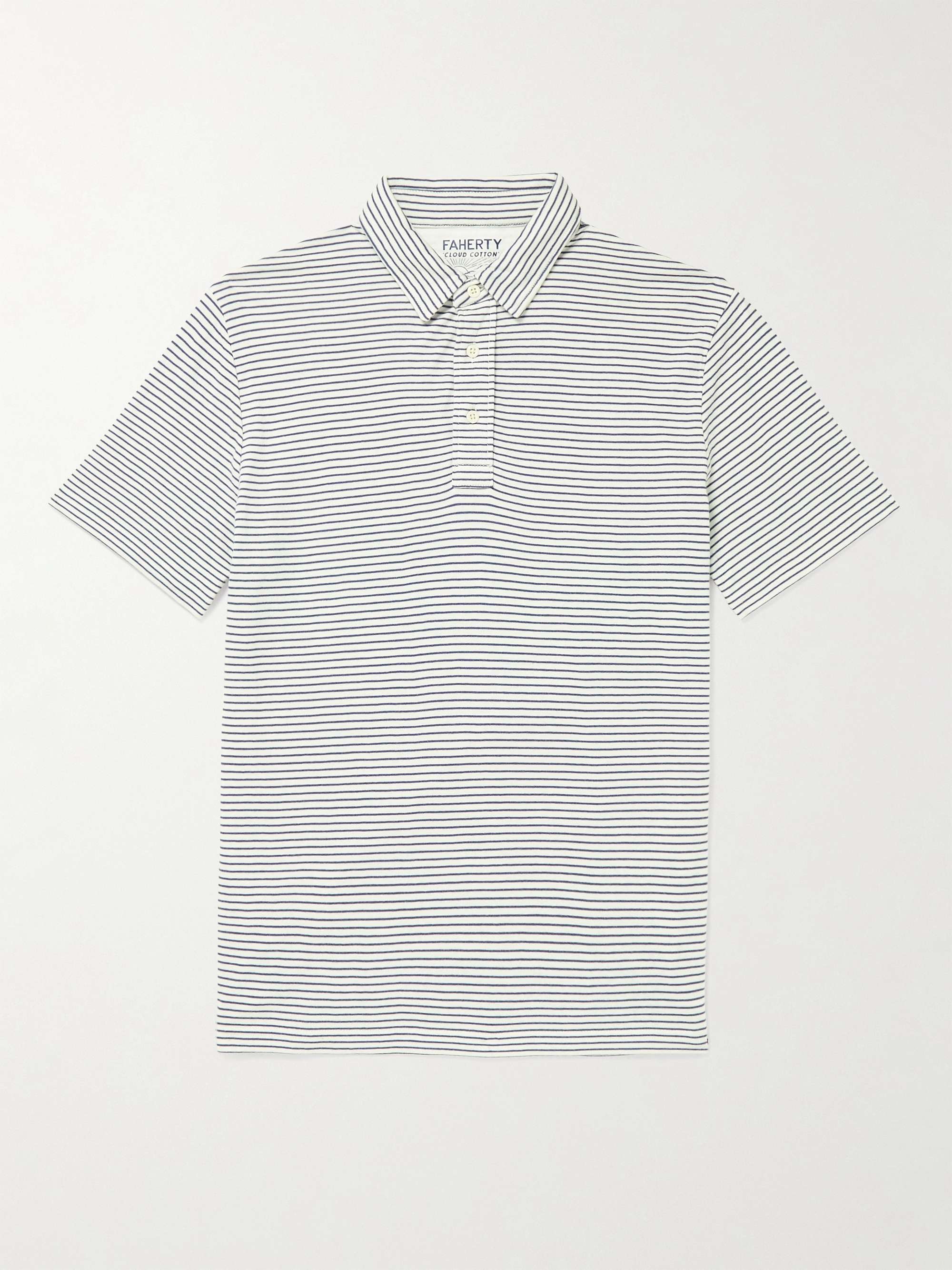 FAHERTY Striped Pima Cotton and Modal-Blend Jersey Polo Shirt for Men ...