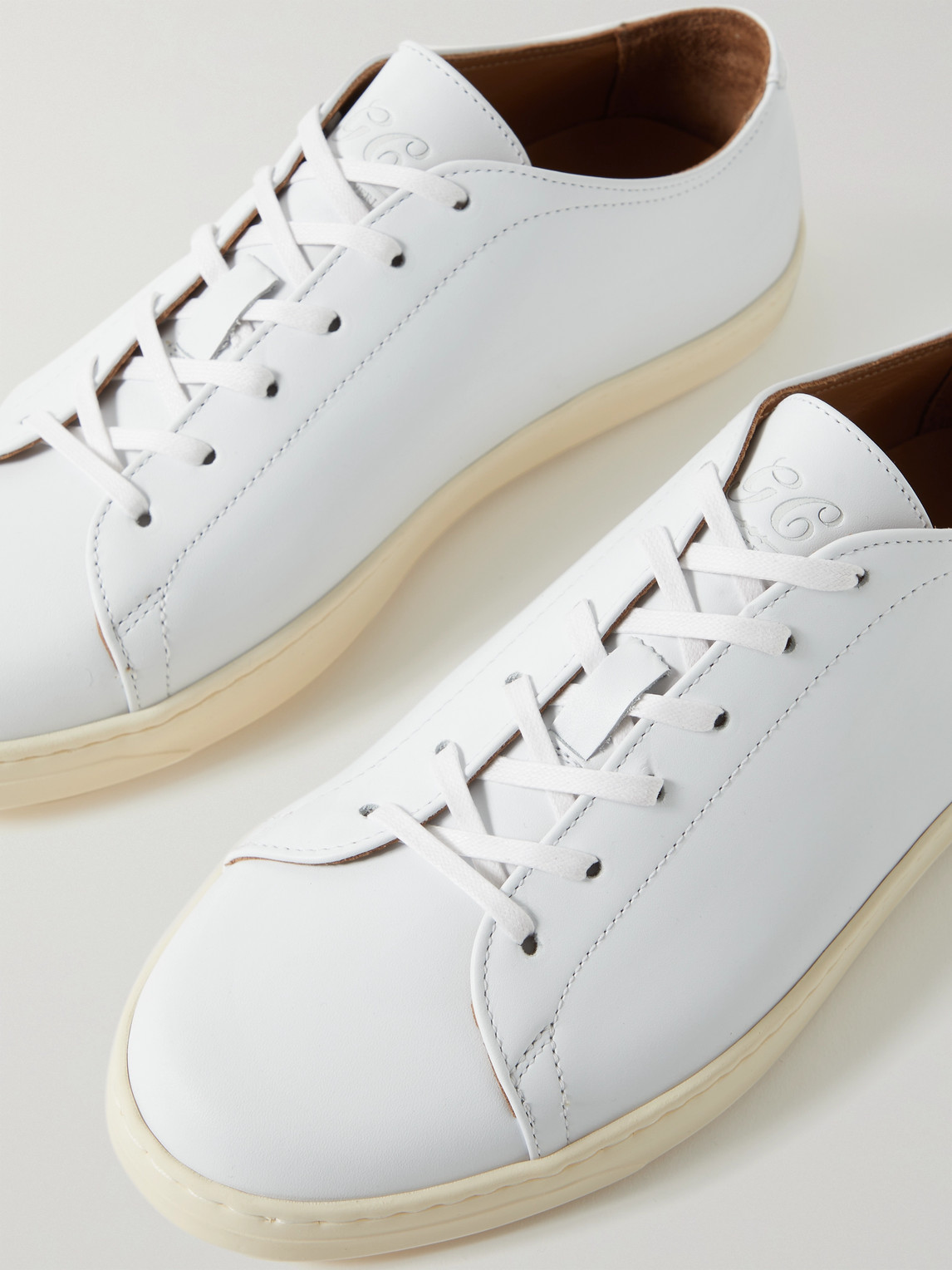 Shop George Cleverley Leather Sneakers In White