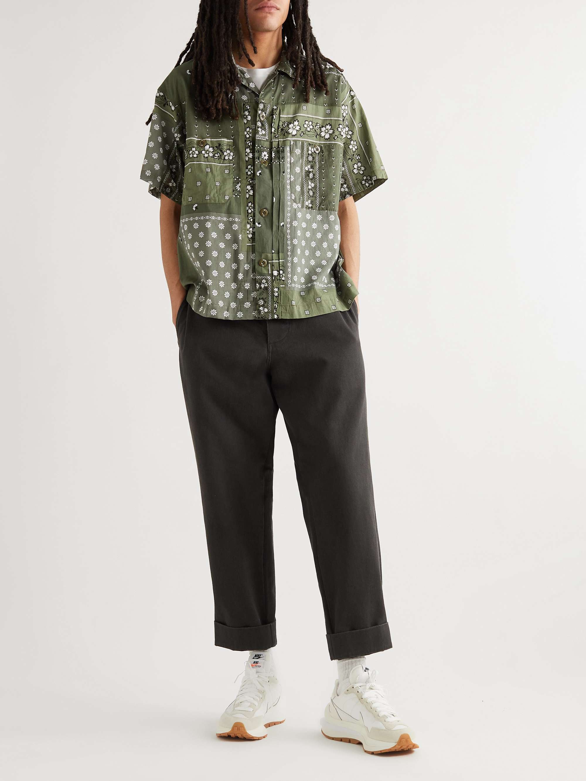 Chopped Bandana-Print Cotton Shirt