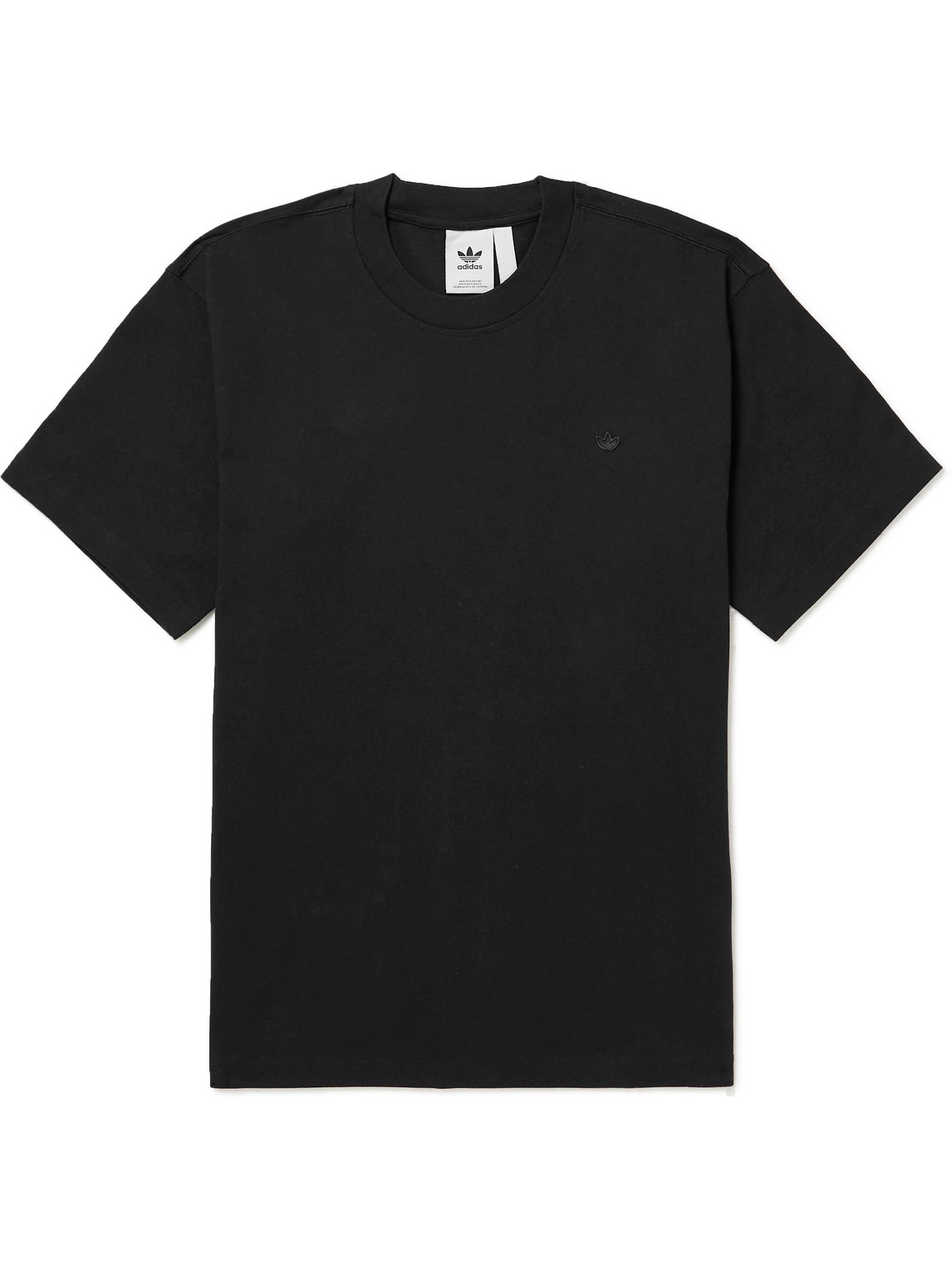 Adidas Originals Logo-embroidered Organic Cotton-jersey T-shirt In Black