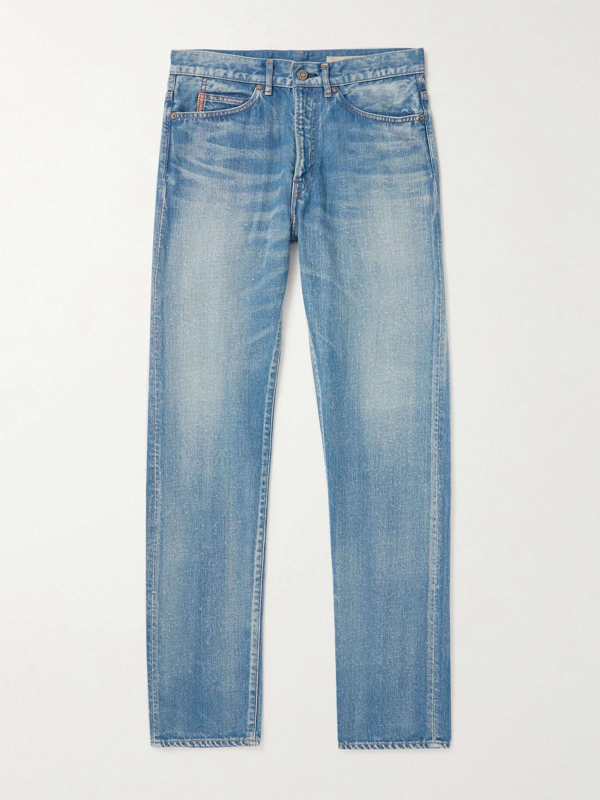 COTTLE Slim-Fit Distressed Selvedge Jeans