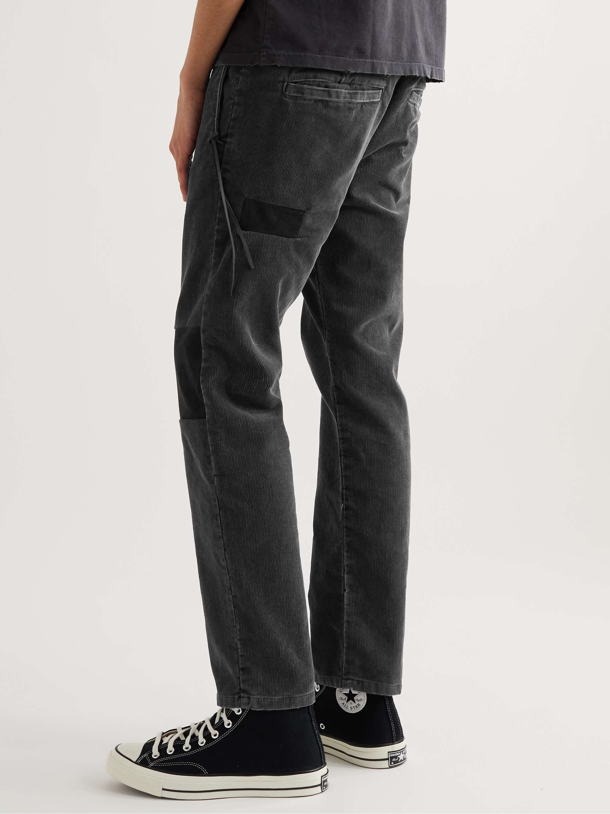 REMI RELIEF Slim-Fit Patchwork Cotton-Blend Corduroy Drawstring Trousers