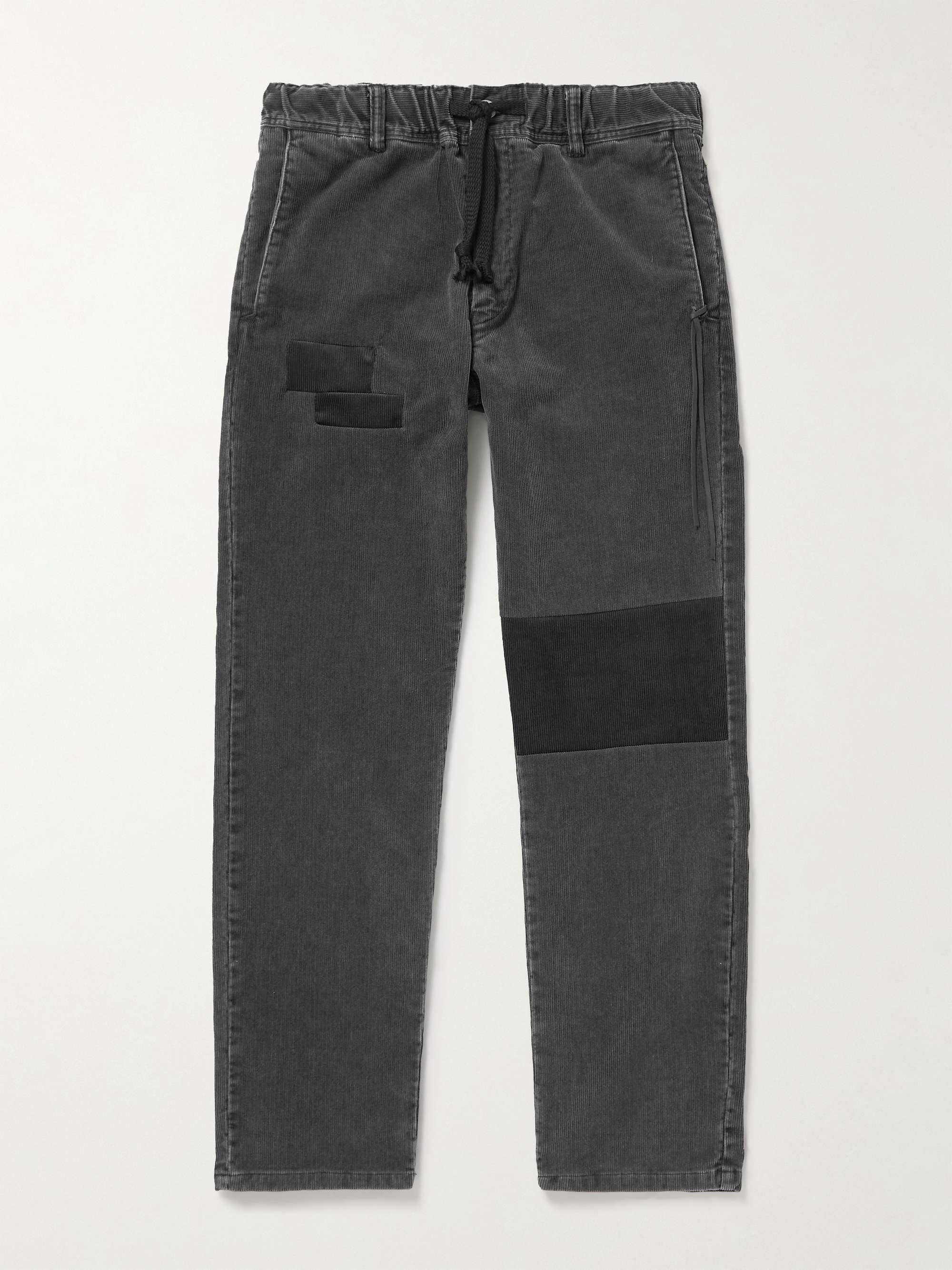 REMI RELIEF Slim-Fit Patchwork Cotton-Blend Corduroy Drawstring Trousers