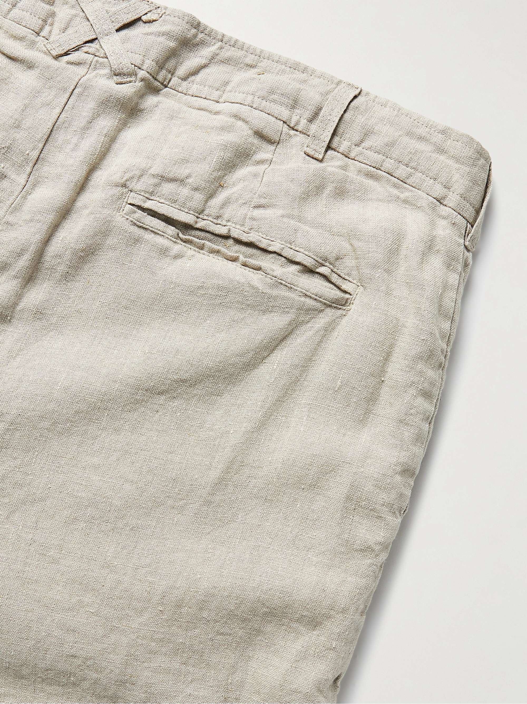 ALEX MILL Standard Slim-Fit Cropped Pleated Linen Trousers