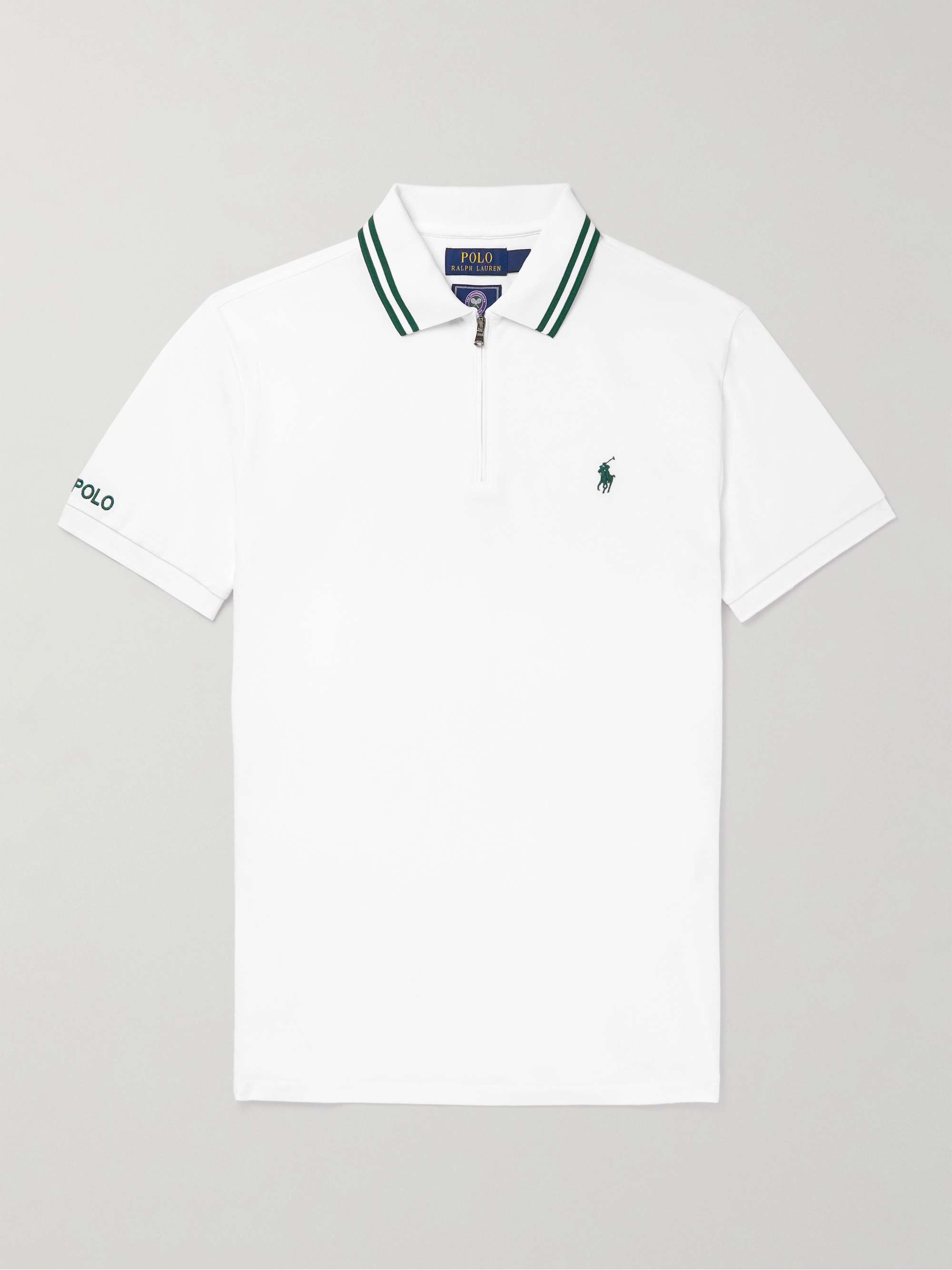 POLO RALPH LAUREN Wimbledon Logo-Embroidered Cotton-Blend Piqué Polo ...