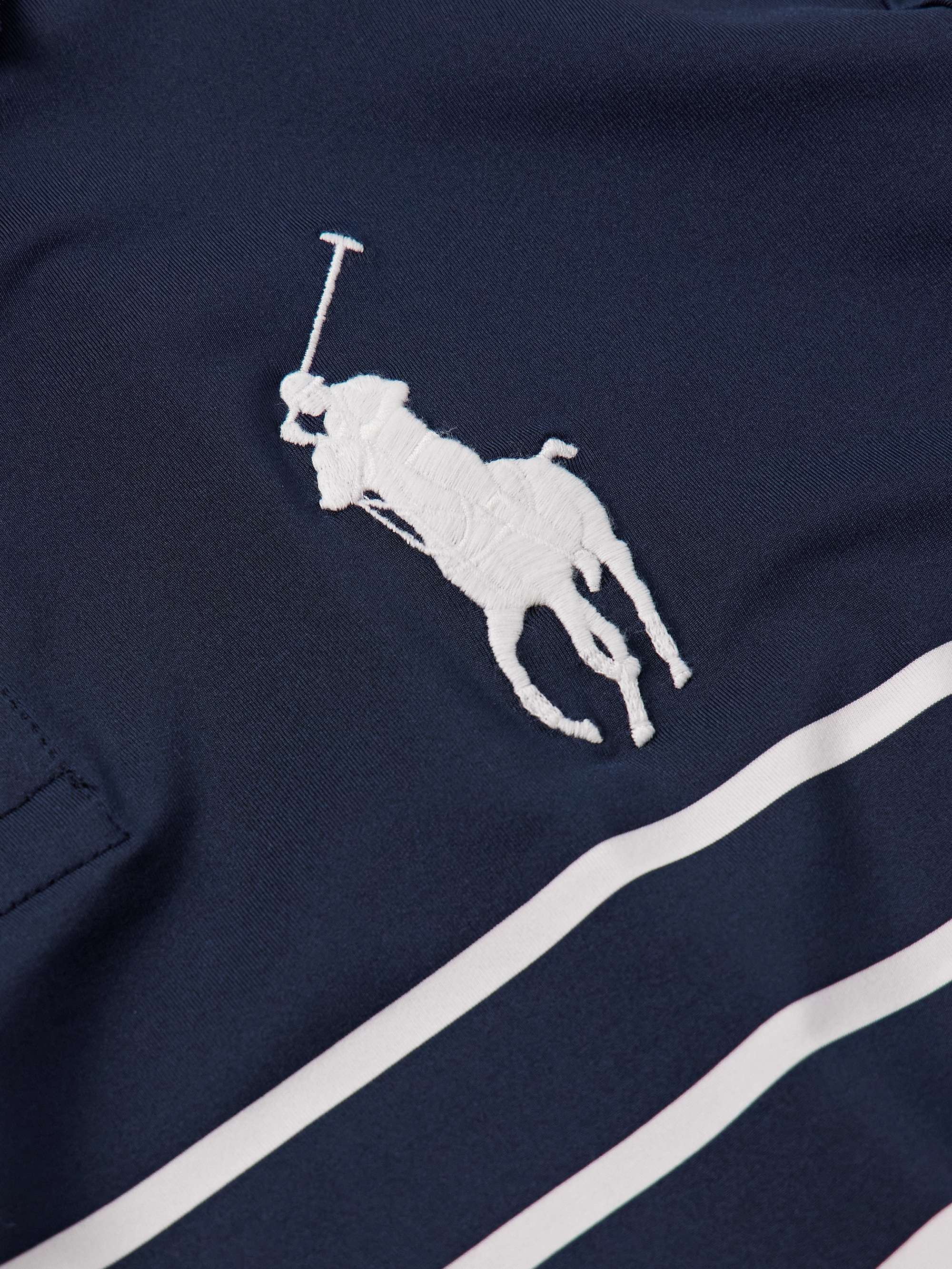 POLO RALPH LAUREN Wimbledon Logo-Embroidered Appliquéd Striped Stretch-Jersey Polo Shirt