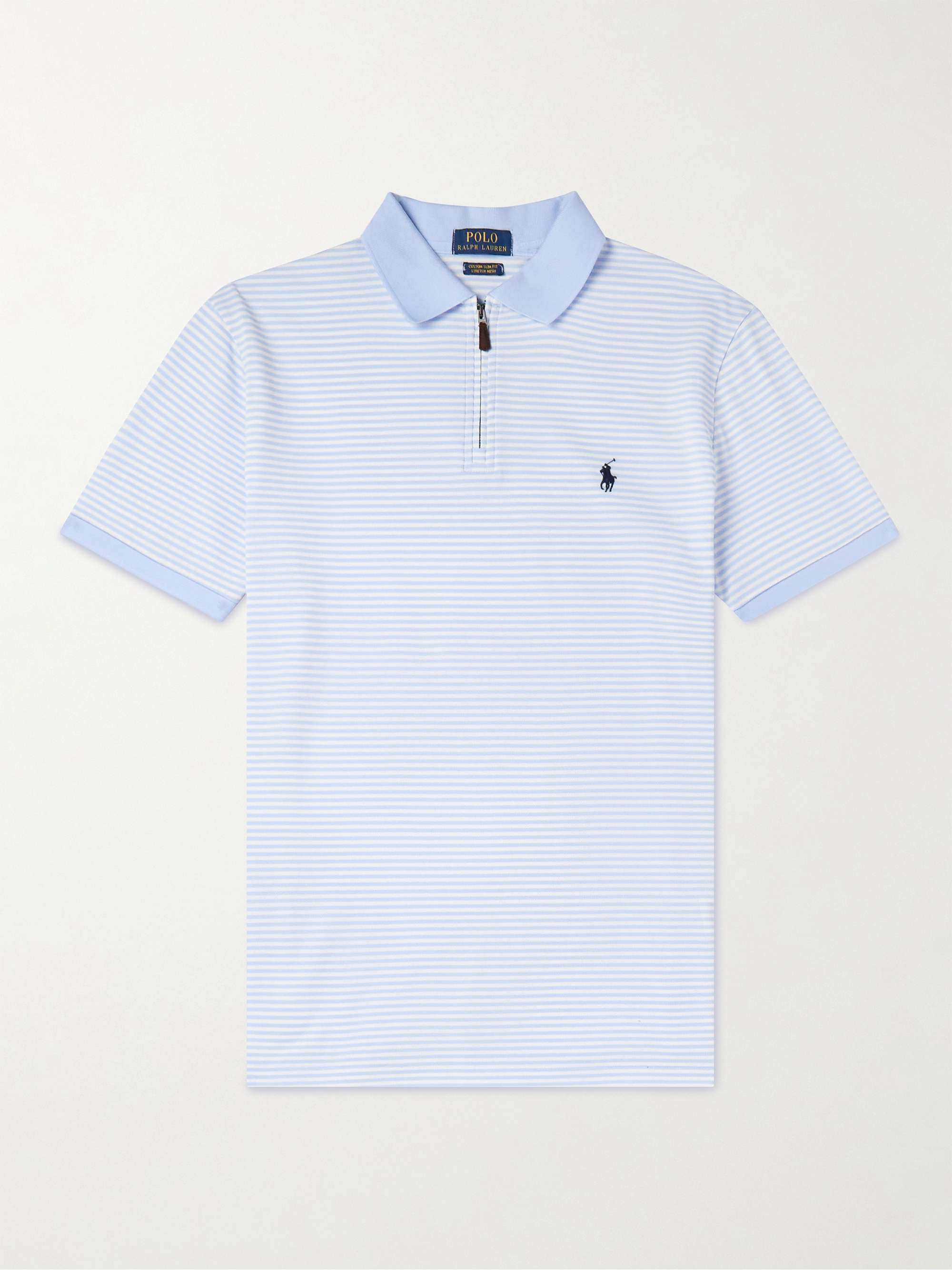 POLO RALPH LAUREN Slim-Fit Striped Cotton-Piqué Half-Zip Polo Shirt for ...