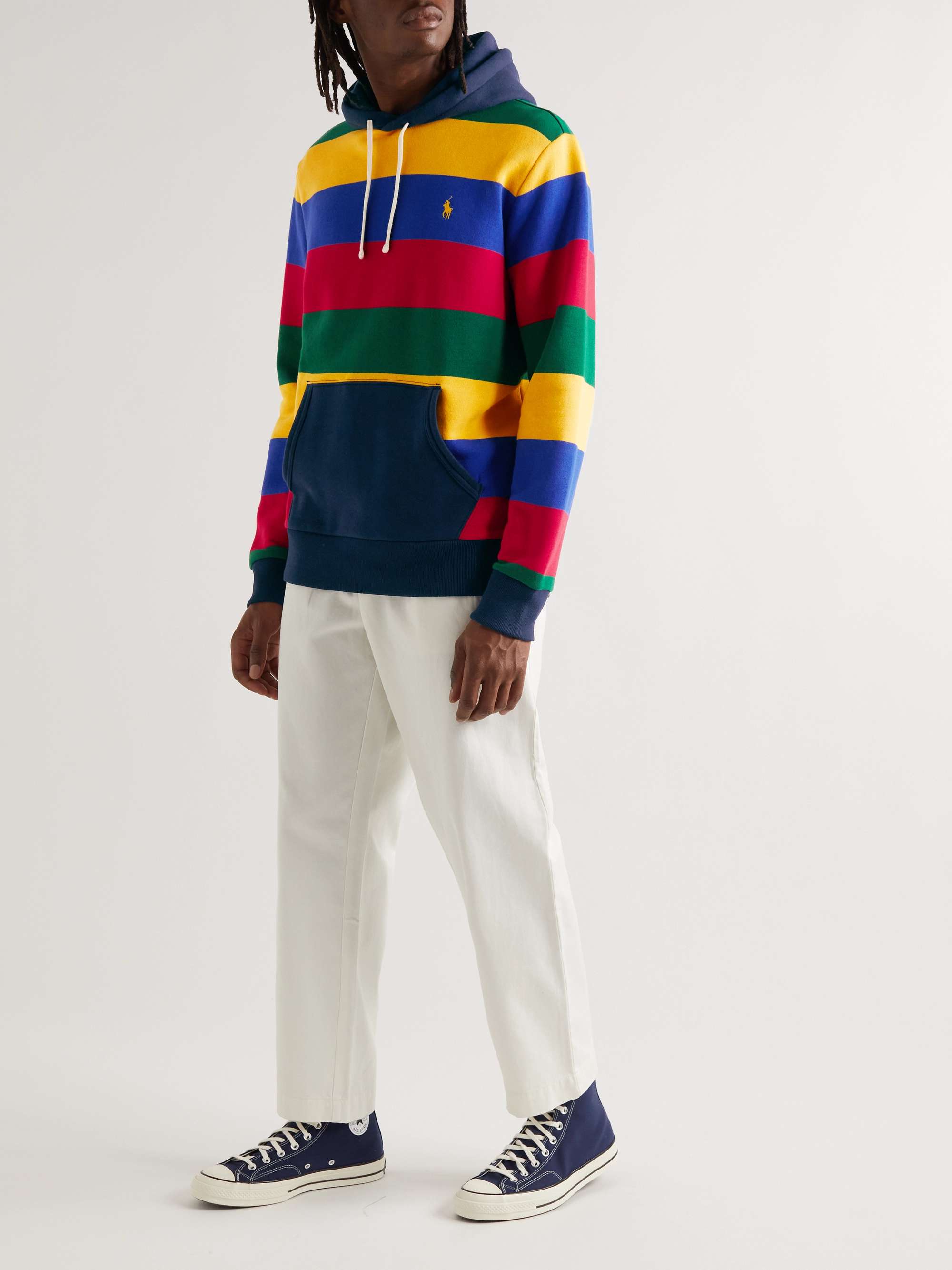 polo ralph lauren striped fleece hoodie