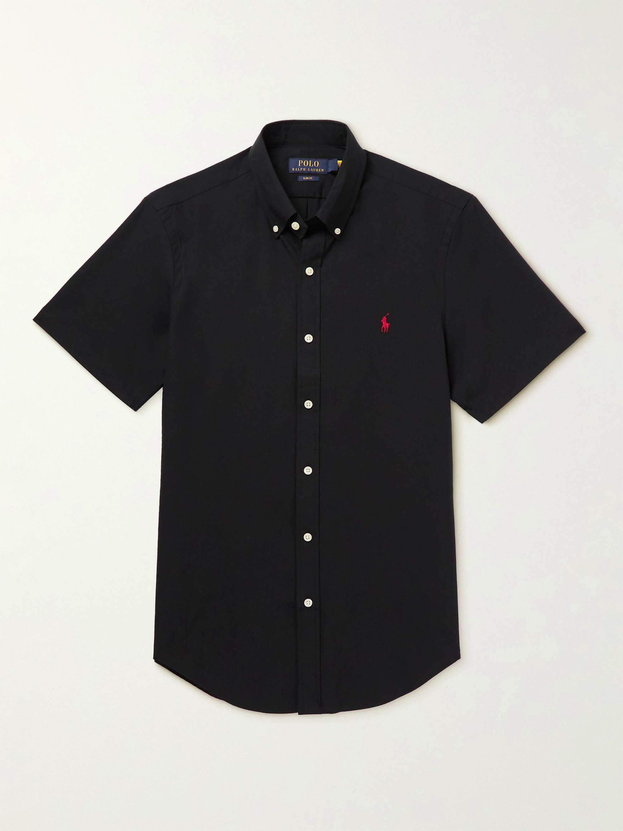 POLO RALPH LAUREN Slim-Fit Button-Down Collar Logo-Embroidered Cotton-Blend  Poplin Shirt for Men