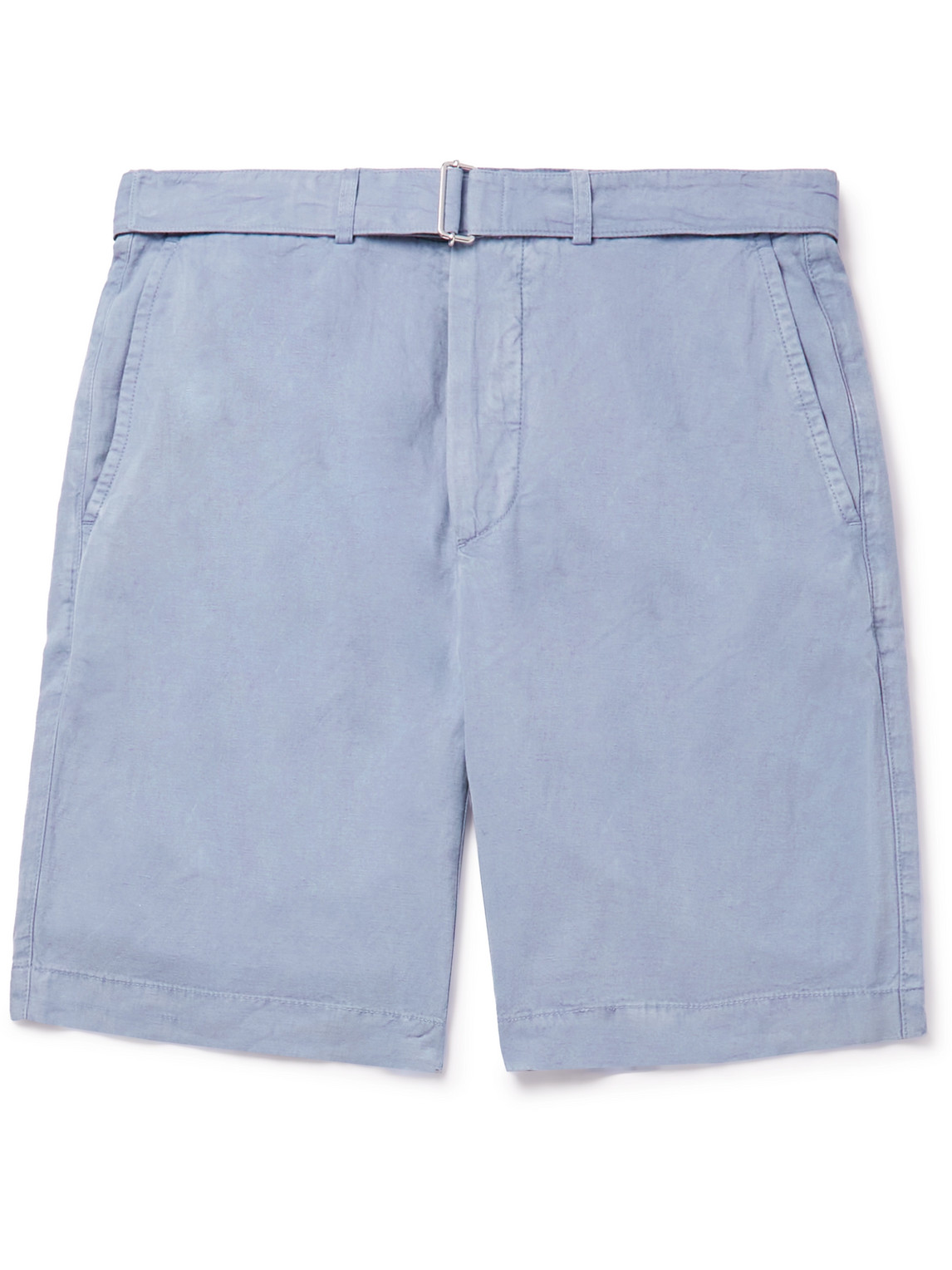 Officine Générale Julian Straight-Leg Belted Lyocell, Linen and Cotton-Blend Bermuda Shorts